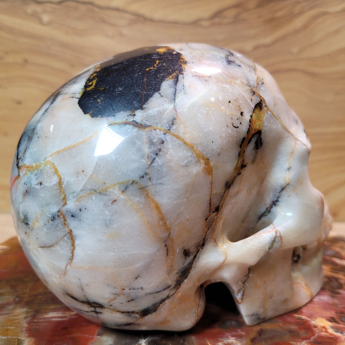 Hiso Jasper w Hematite 5" Skull