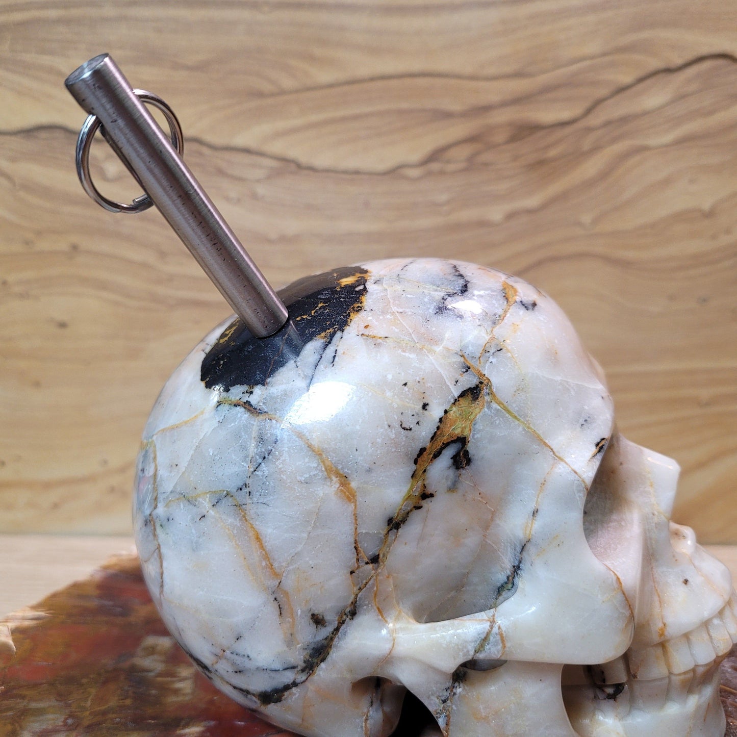 Hiso Jasper w Hematite 5" Skull