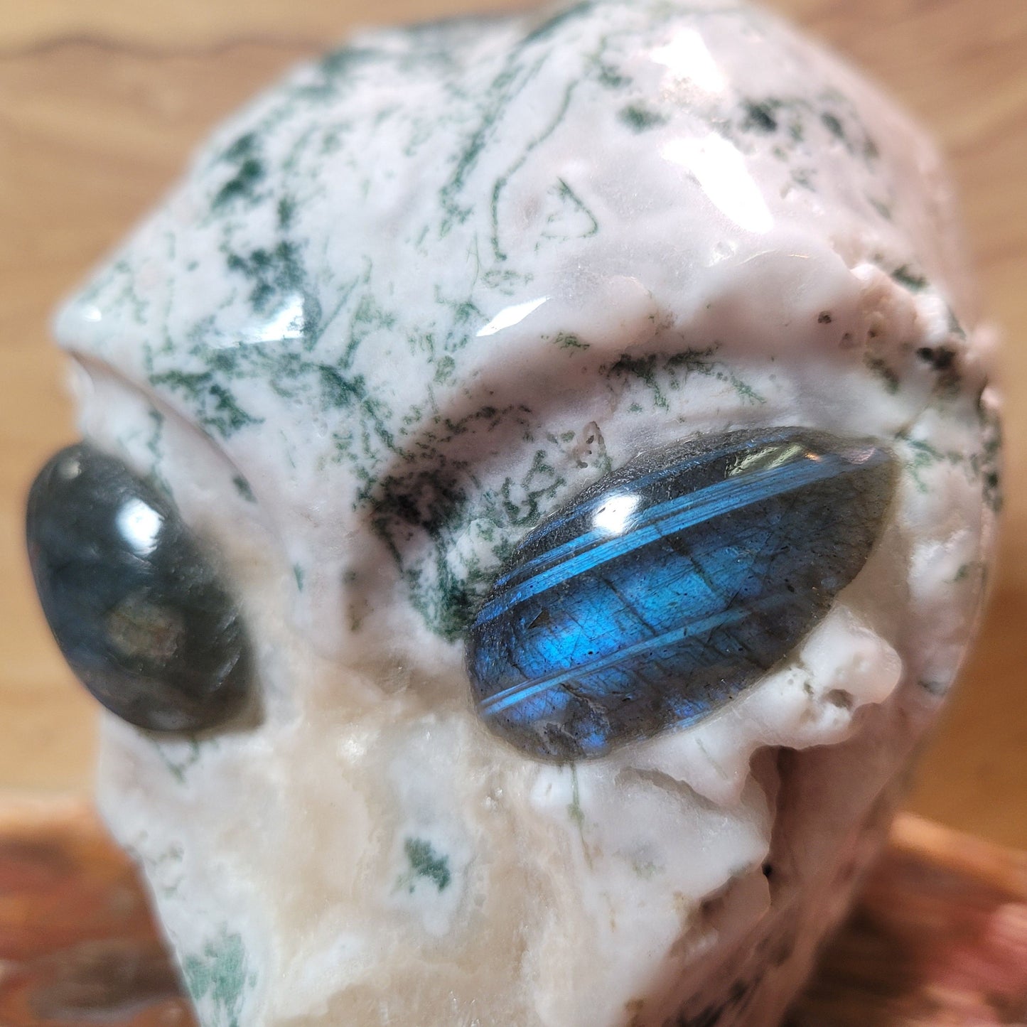 Tree Agate w Labradorite 4.1" Alien