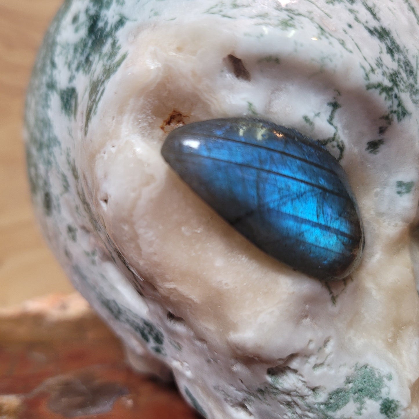 Tree Agate w Labradorite 4.1" Alien