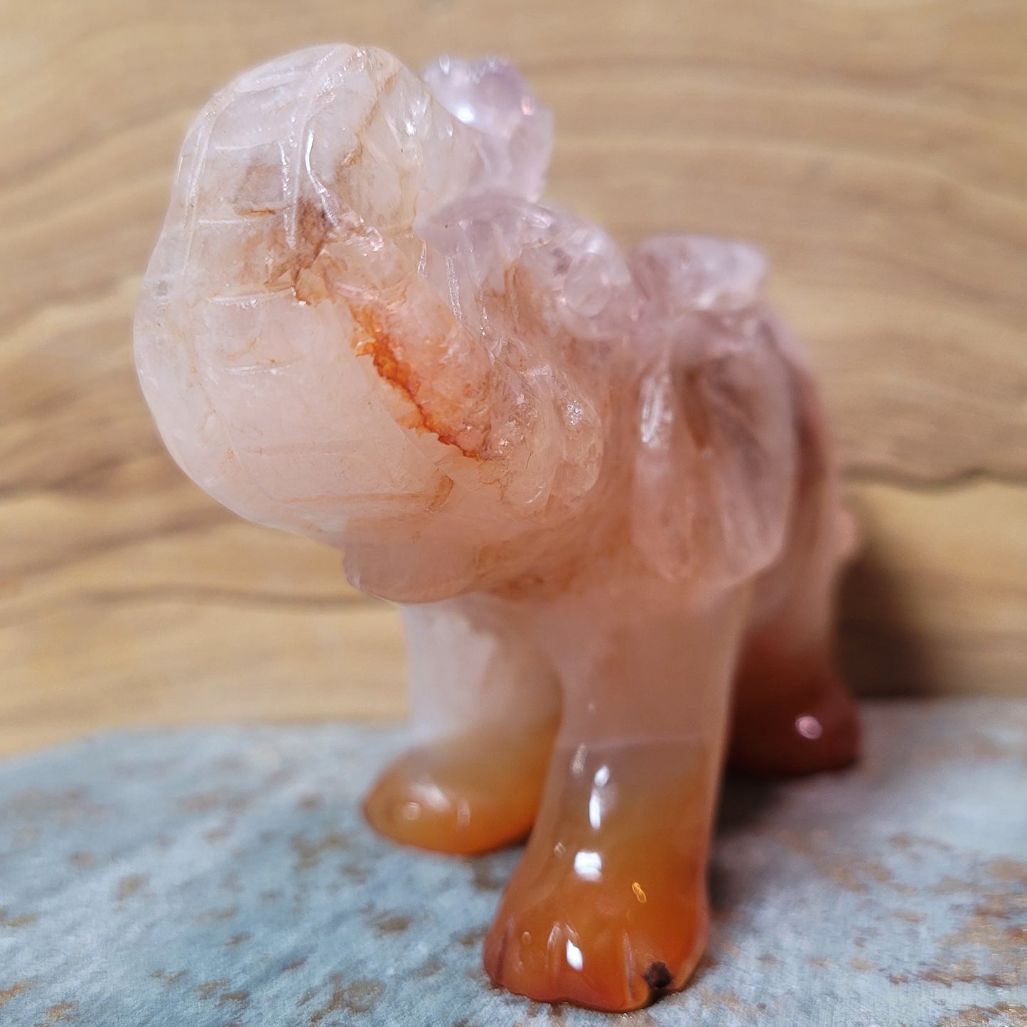 Carnelian & Quartz Elephant