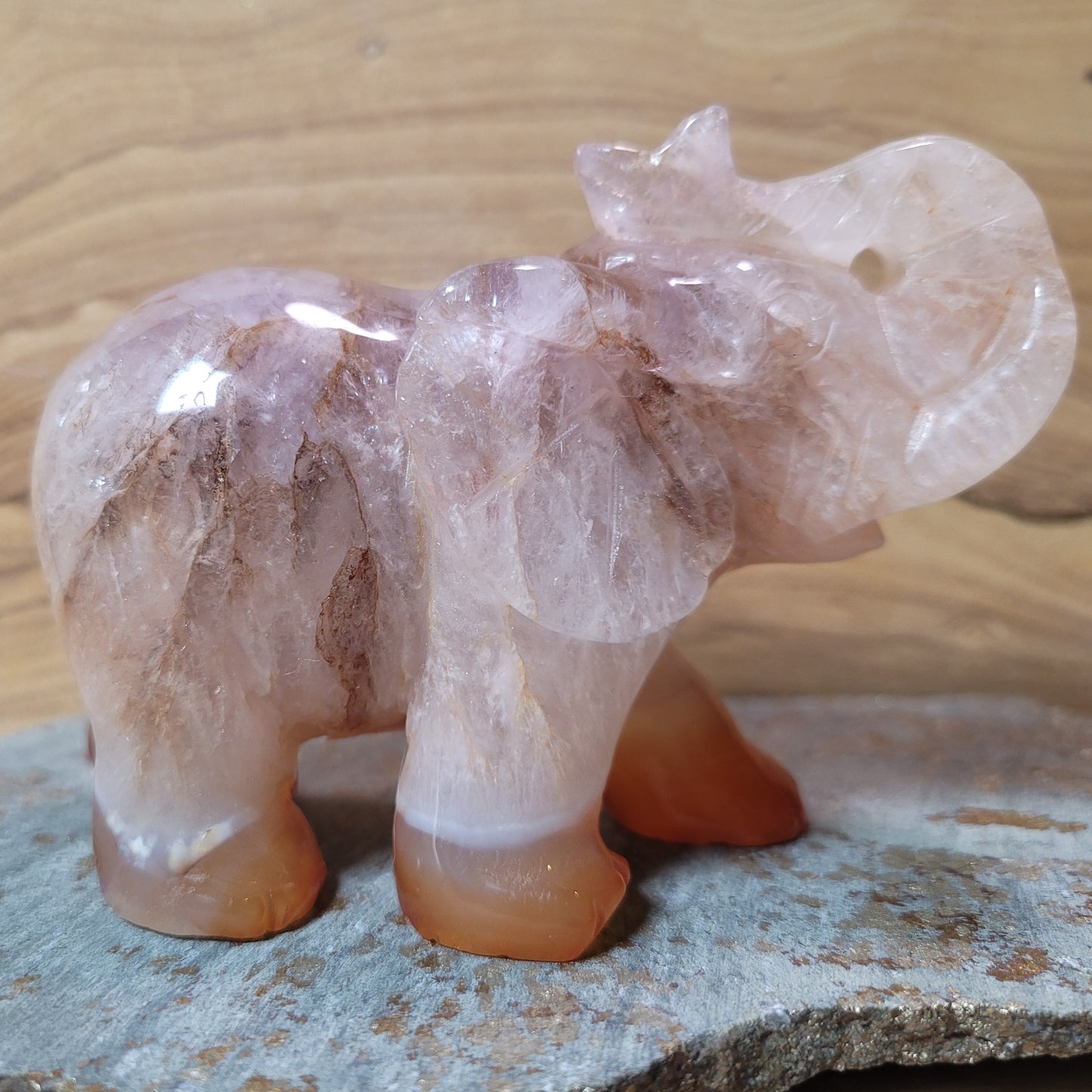 Carnelian & Quartz Elephant