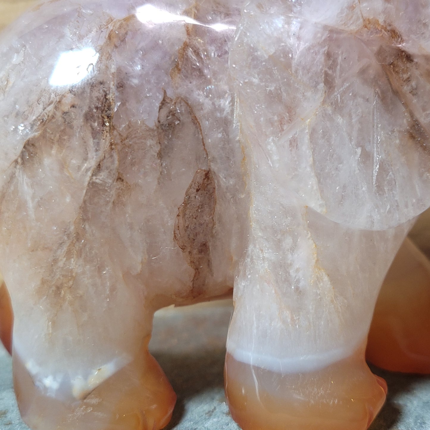 Carnelian & Quartz Elephant