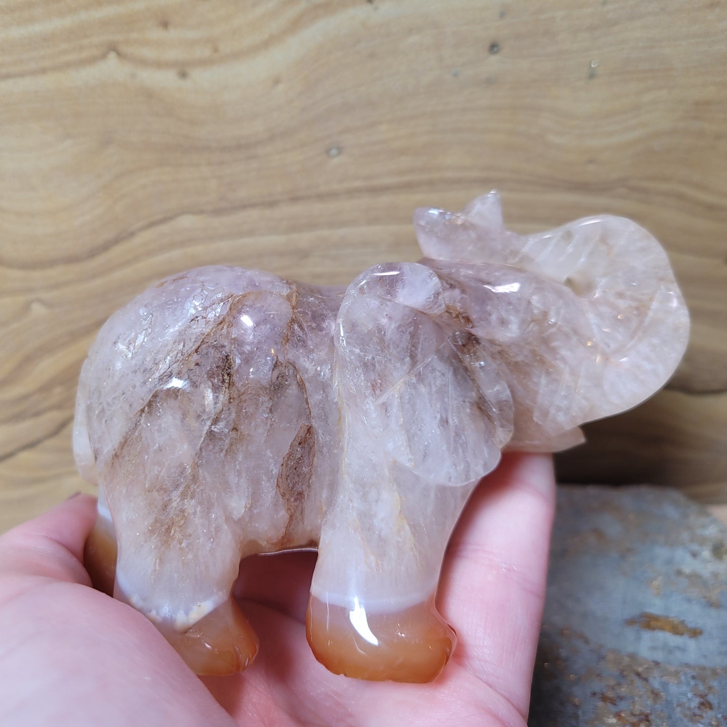 Carnelian & Quartz Elephant