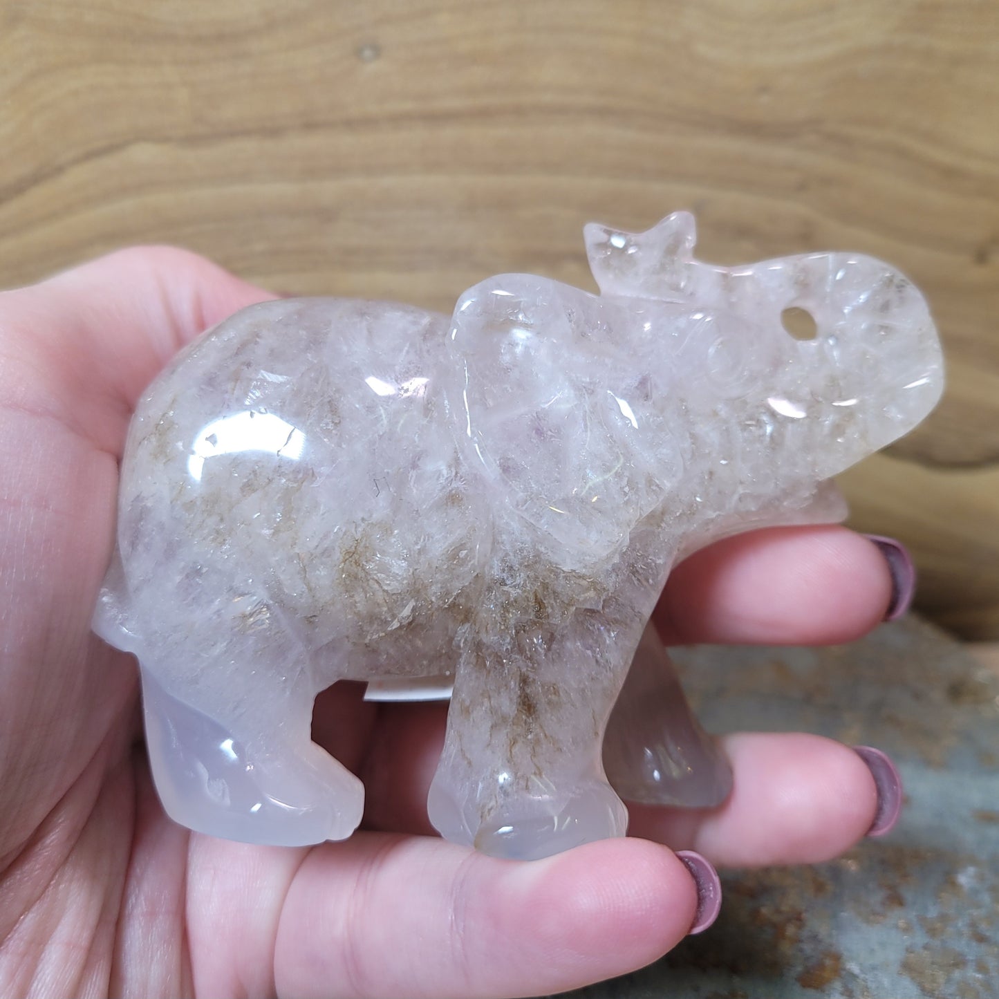 Agate & Quartz Druzy Elephant