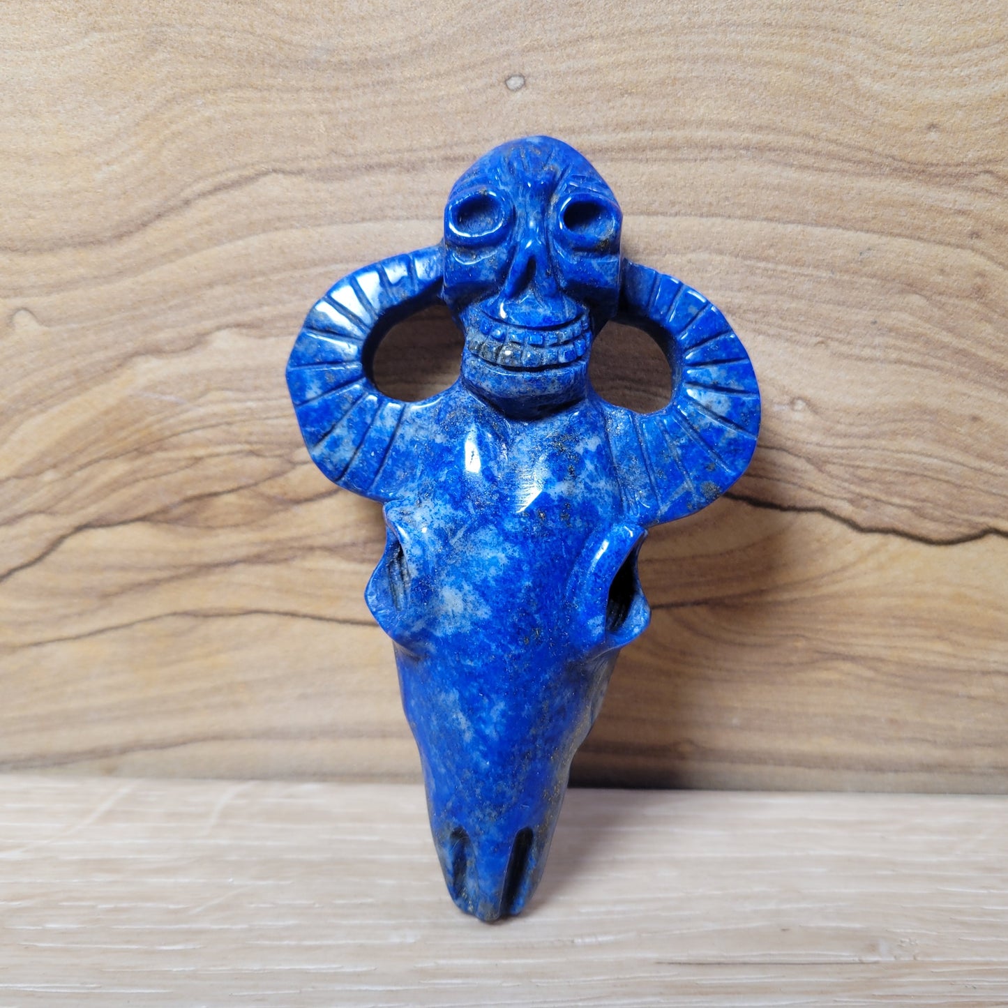 Lapis Lazuli Cow Skull & Skull