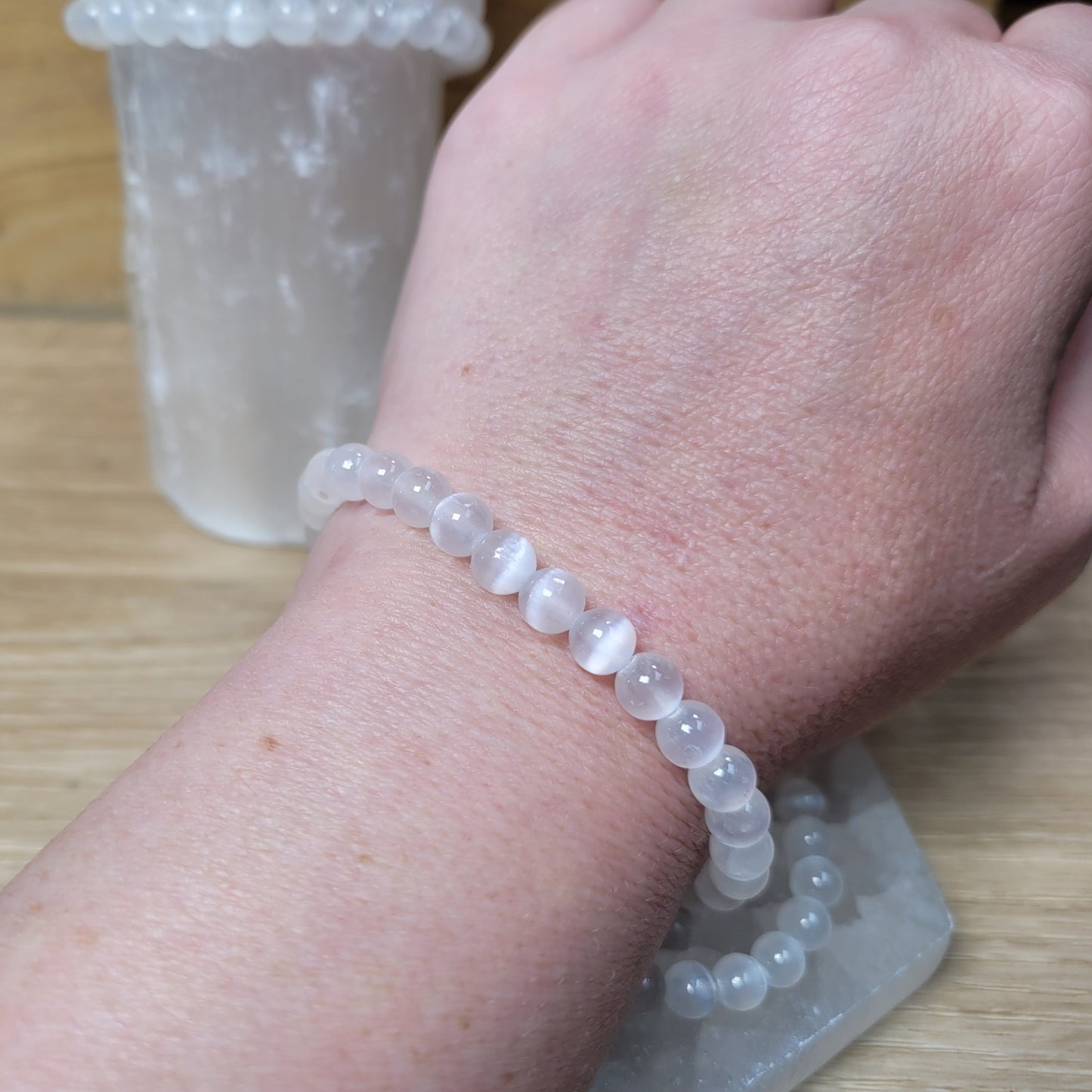 Satin Spar "Selentite" Bracelet - 6mm