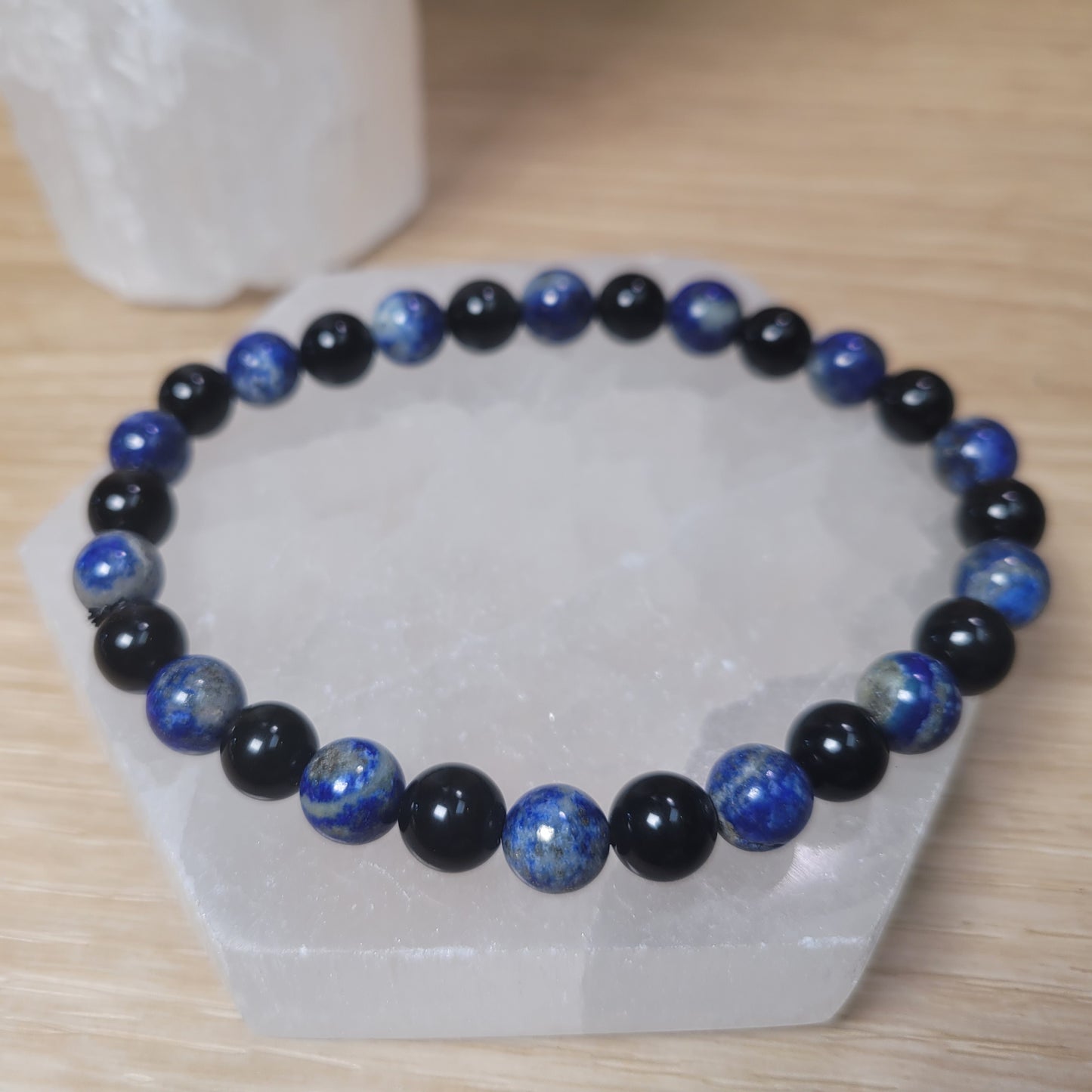 Lapis Lazuli & Obsidian (SWT Creation) - 8mm Bracelet