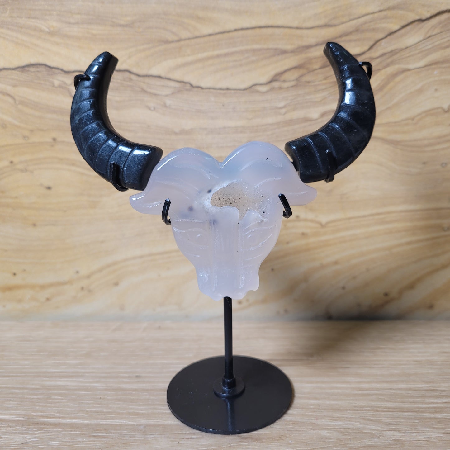 Druzy Agate & Obsidian Bull