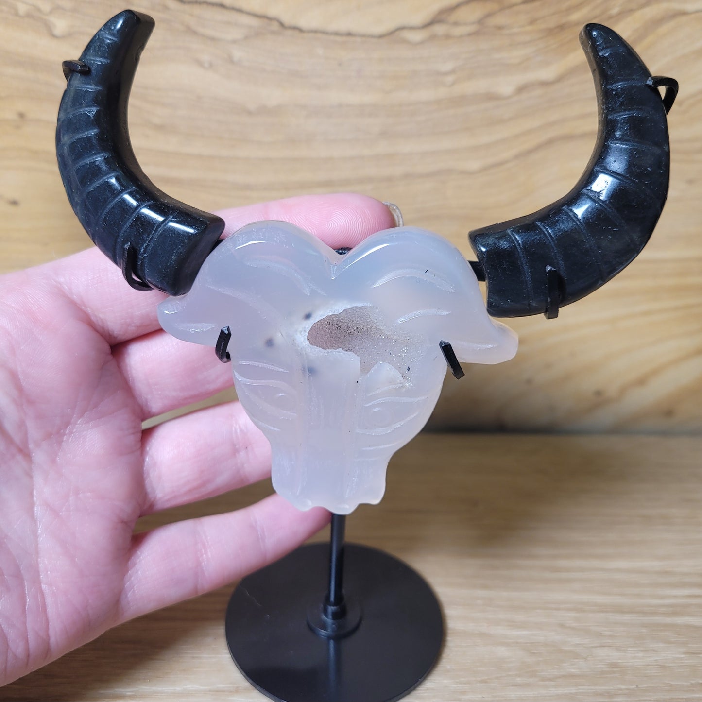 Druzy Agate & Obsidian Bull