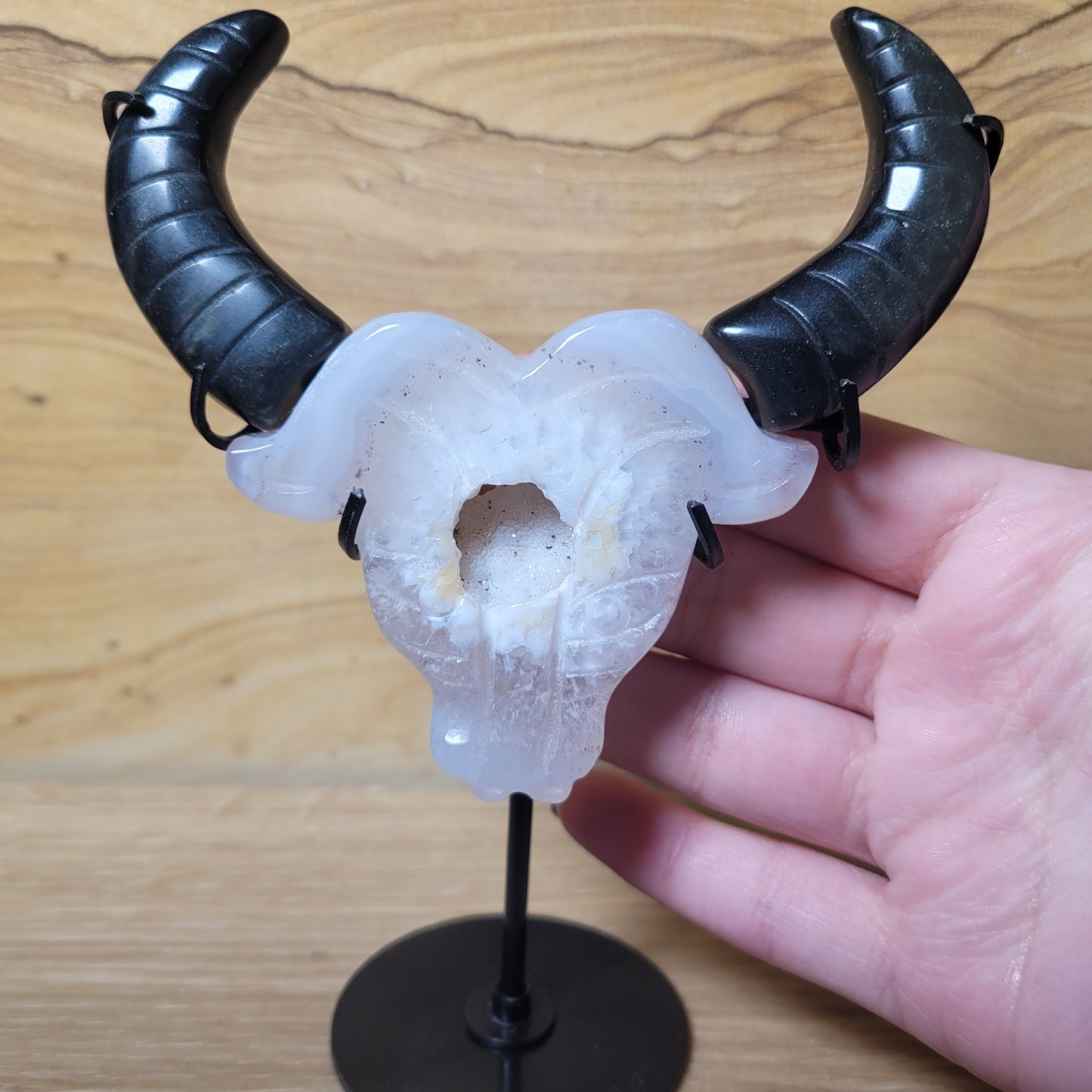 Druzy Agate & Obsidian Bull
