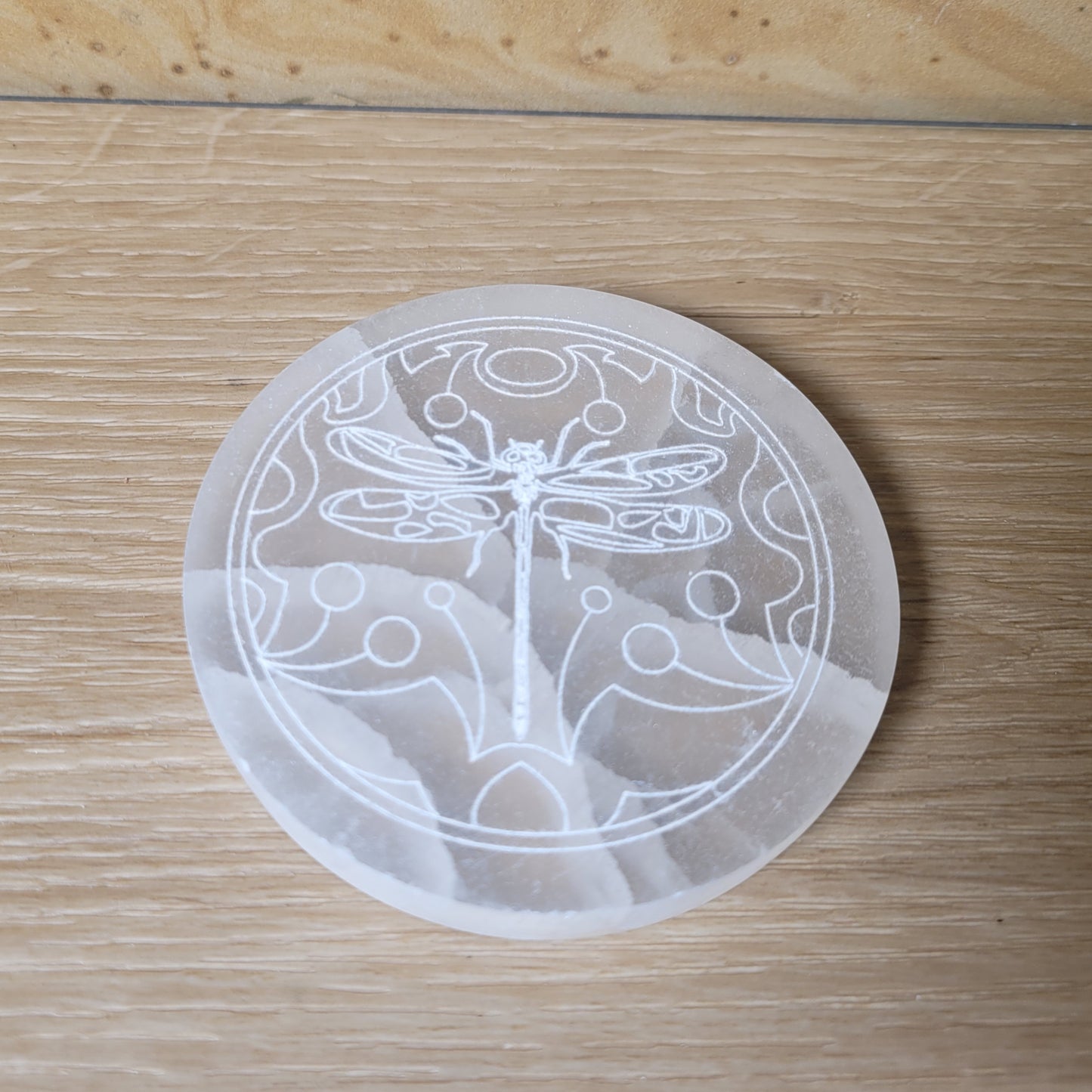 Satin Spar "Selentite" Dragonfly Charging Plate