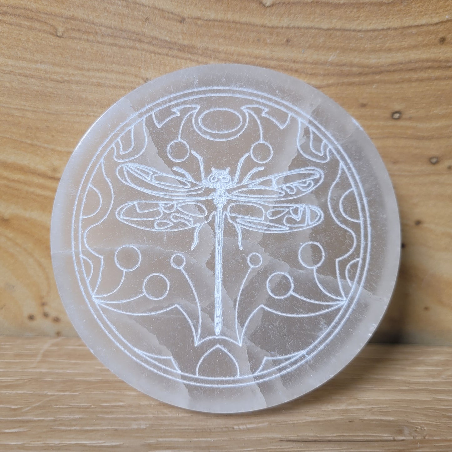 Satin Spar "Selentite" Dragonfly Charging Plate