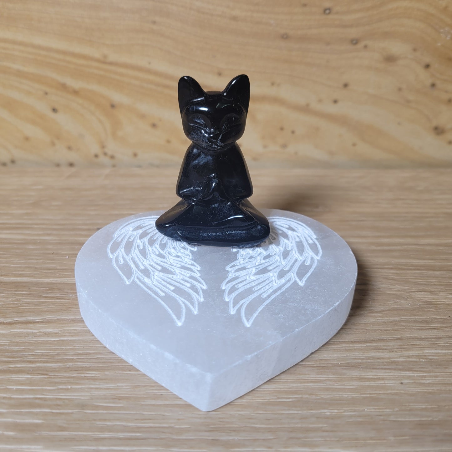 Satin Spar "Selentite" Heart Angel Wings Charging Plate