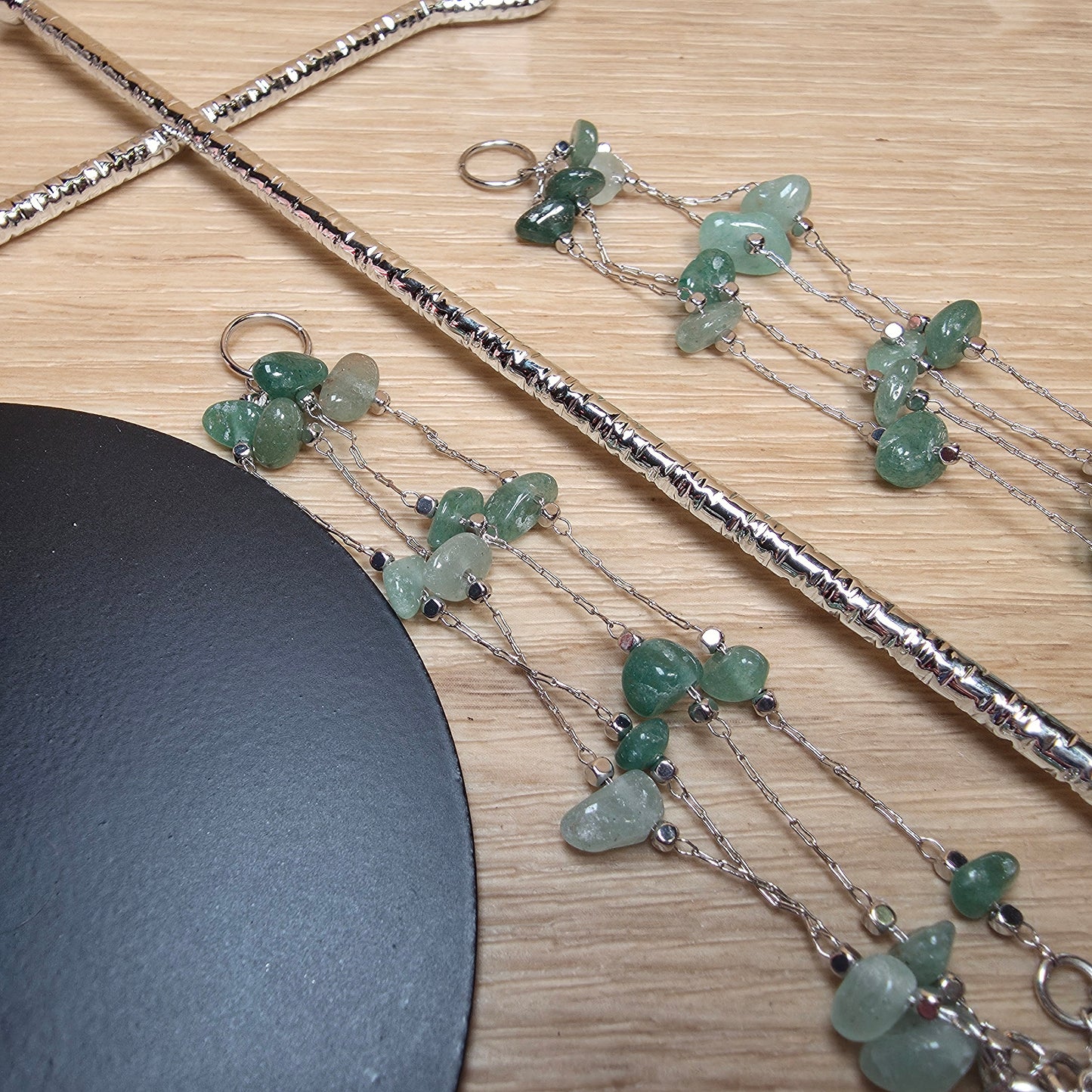 Double Hanging Sphere Holder | Green Adventurine
