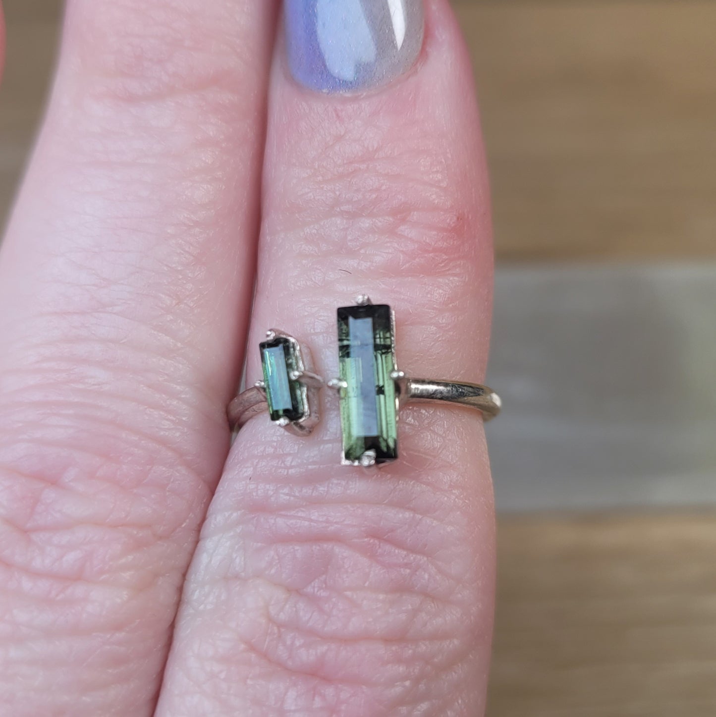 Green Tourmaline Sterling Silver Ring - Size 5