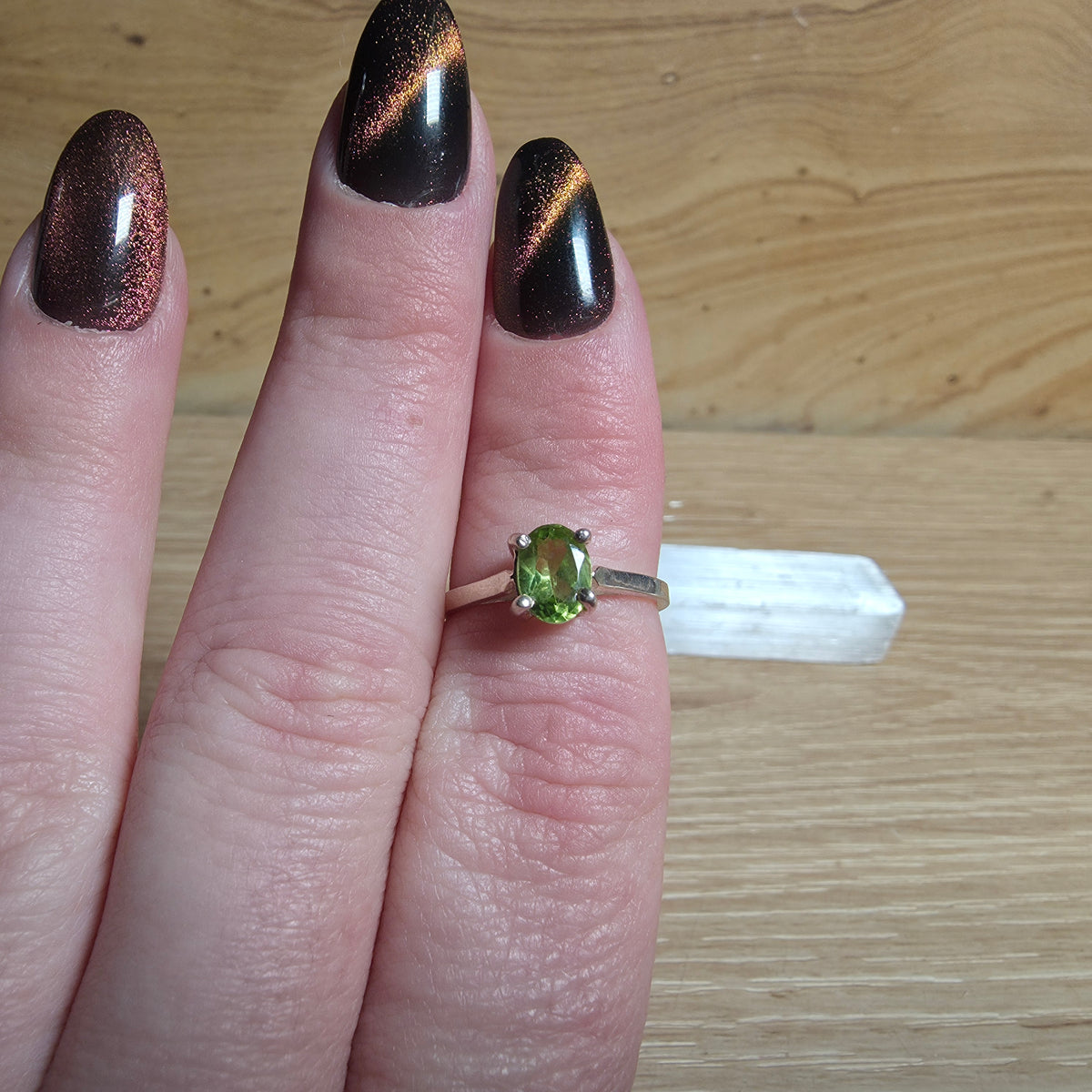 Peridot Sterling Silver Ring - Size 6