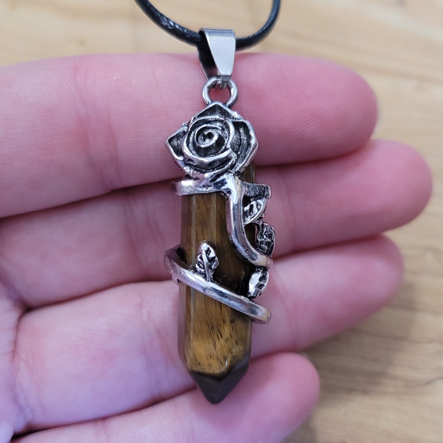 Tiger Eye Rose Necklace