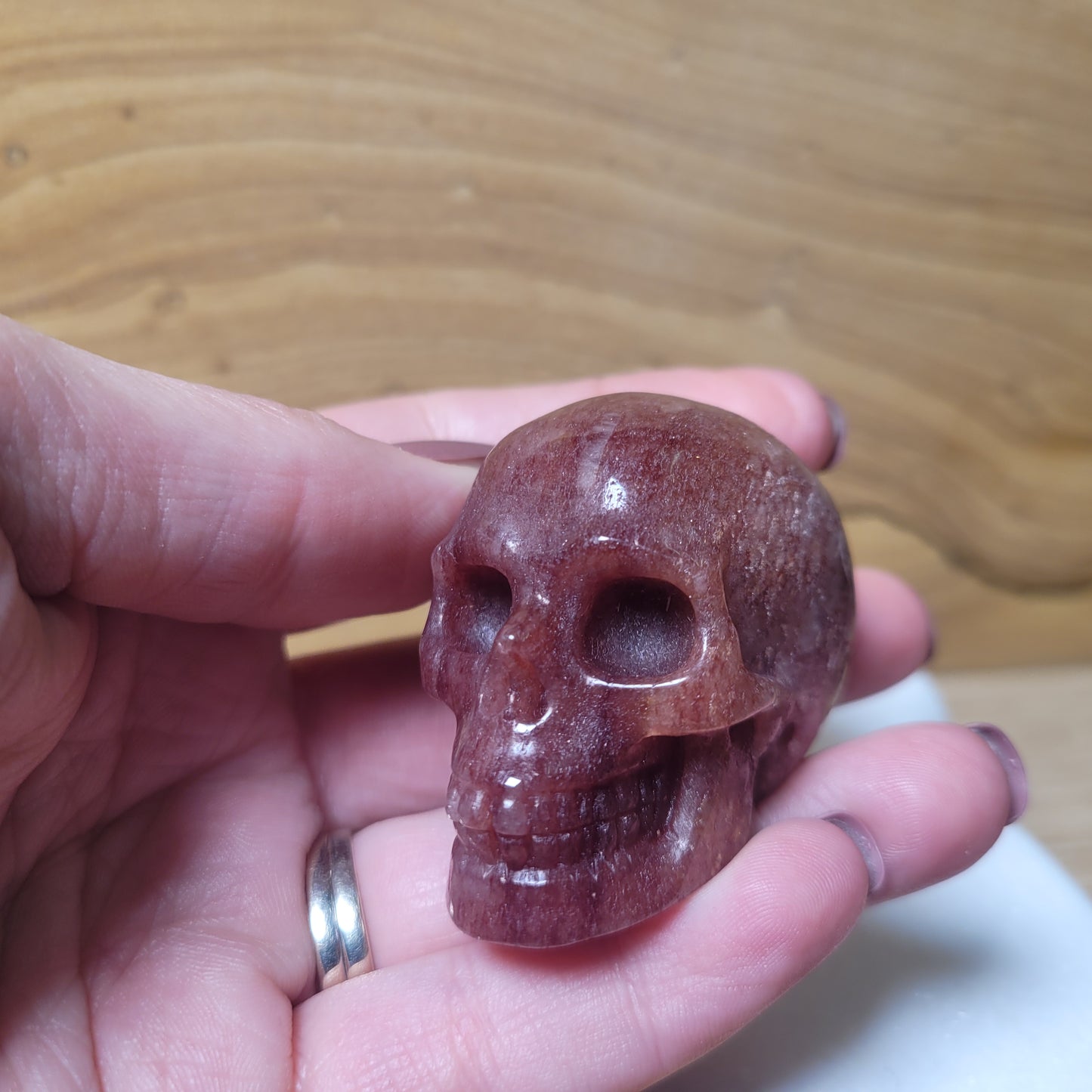 Strawberry Quartz 2" Skull