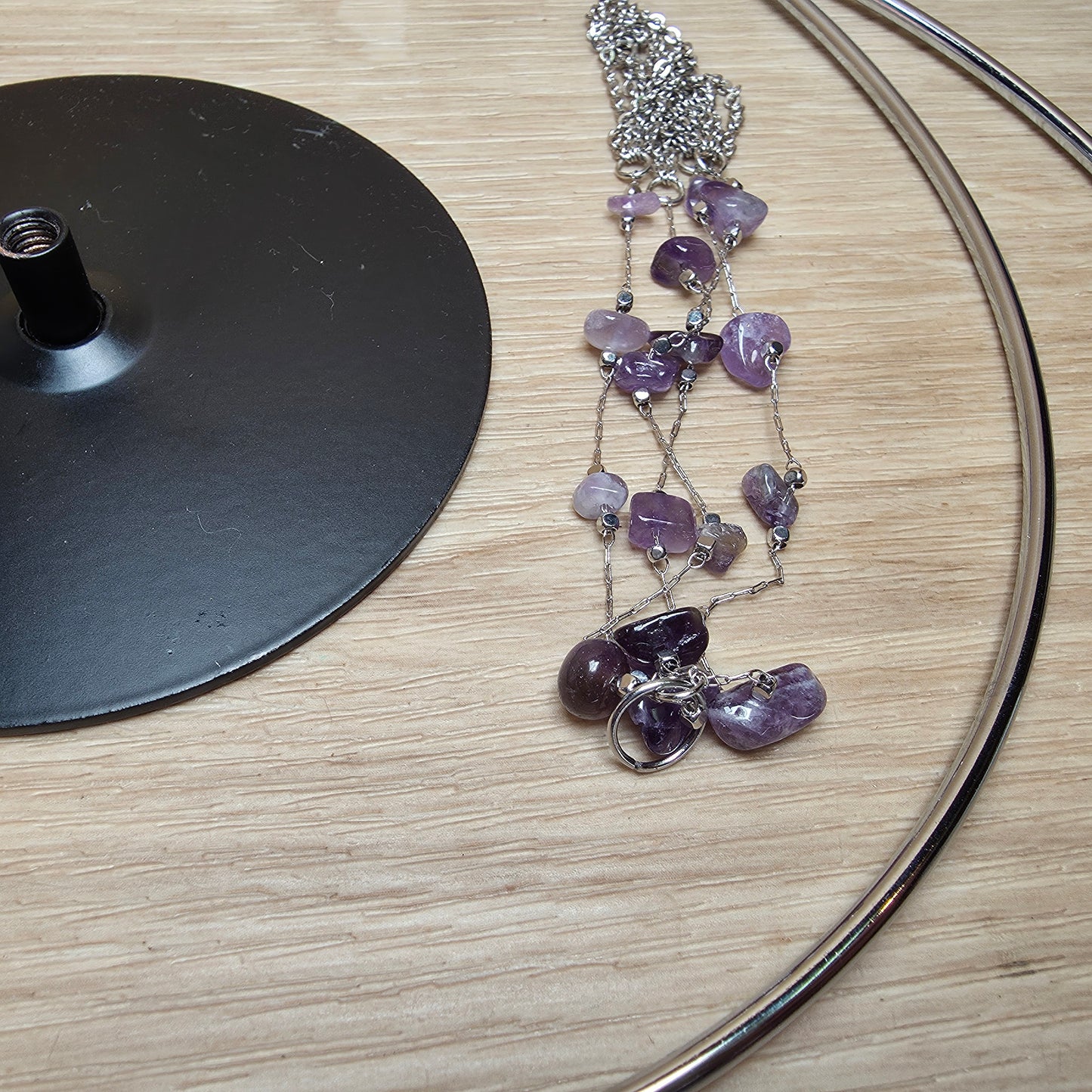 Crescent Moon Crystal Sphere Holder | Amethyst