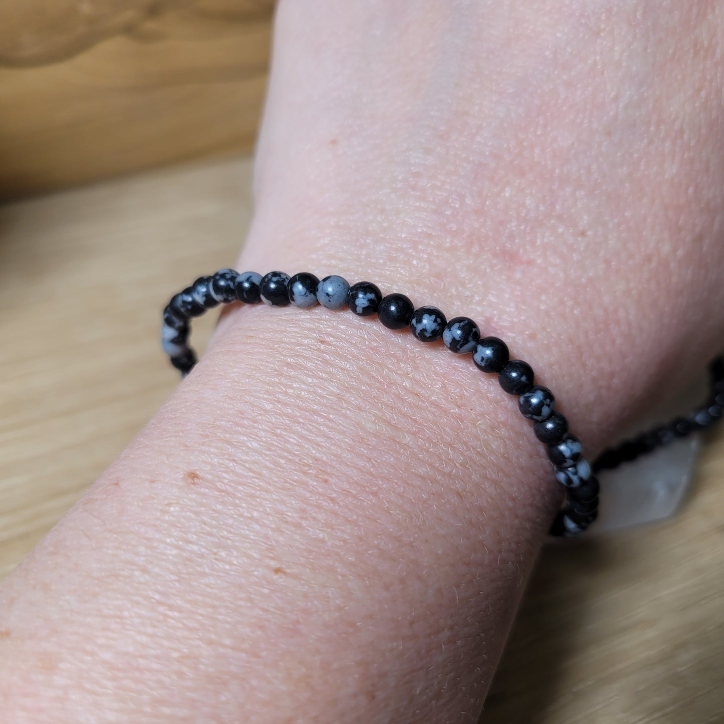 Snowflake Obsidian Bracelet - 4mm