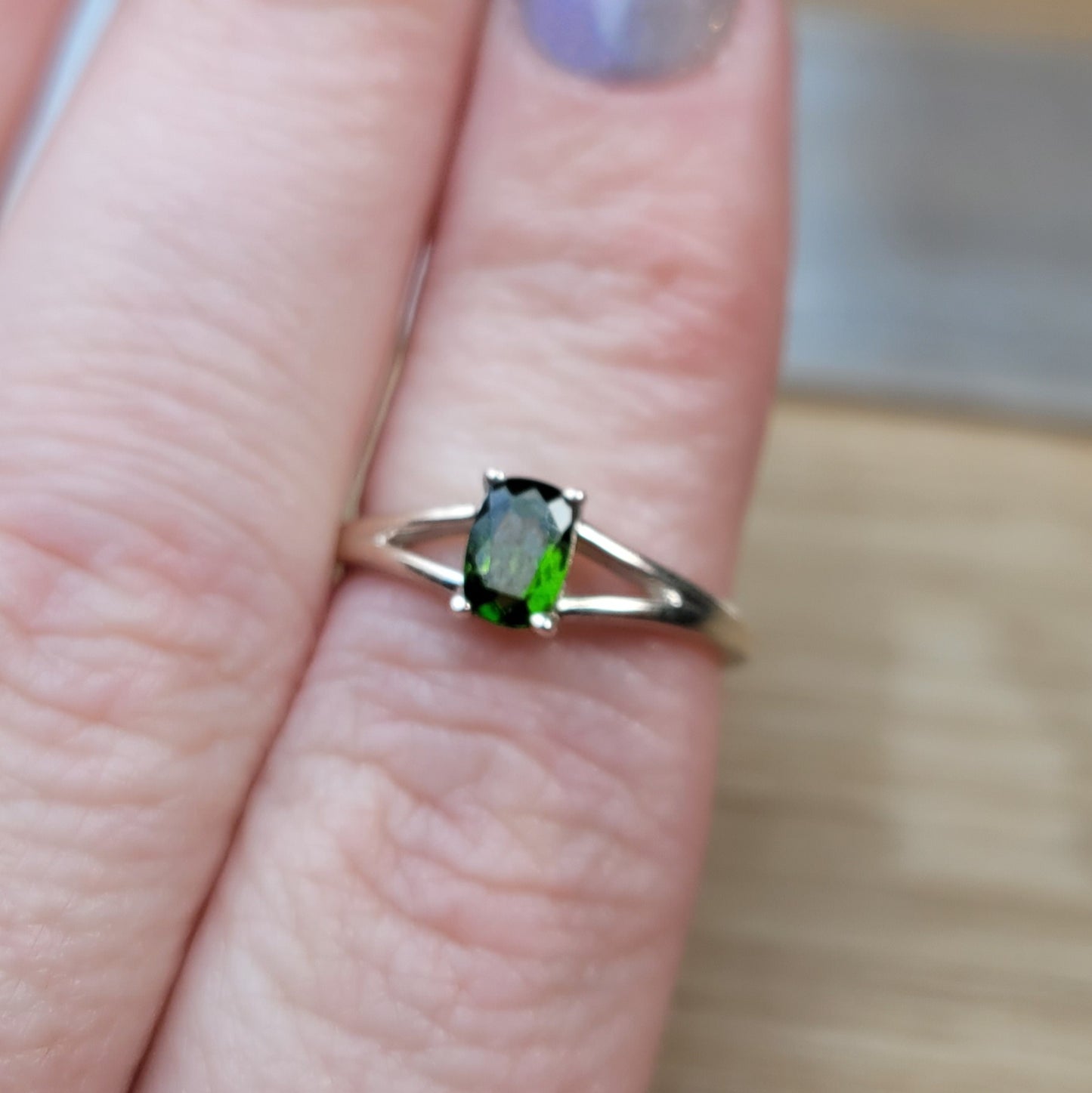 Diopside Sterling Silver Ring - Size 6