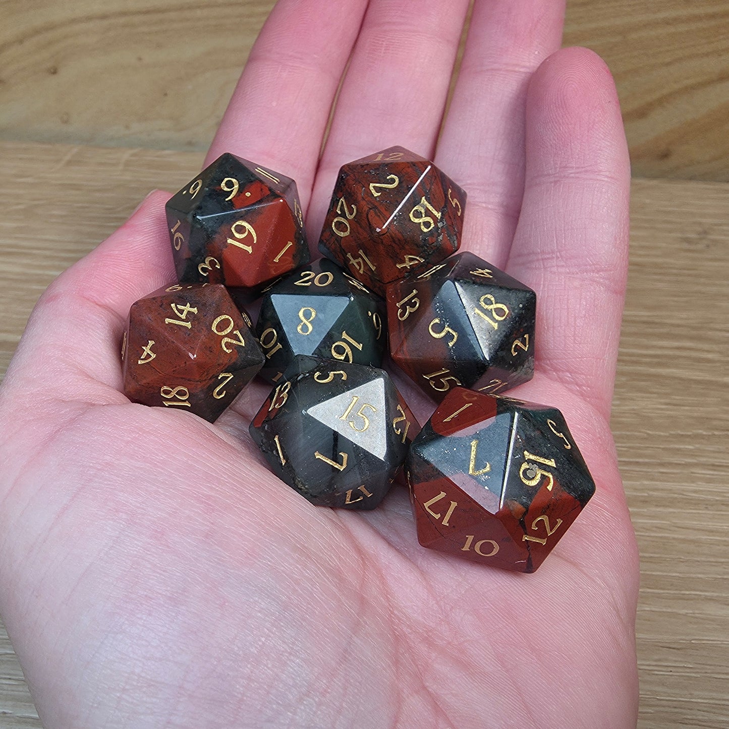 African Bloodstone Dungeons & Dragons Polyhedral D20 Dice