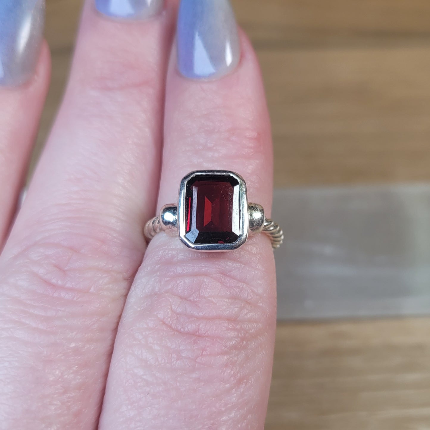Garnet Sterling Silver Ring - Size 5