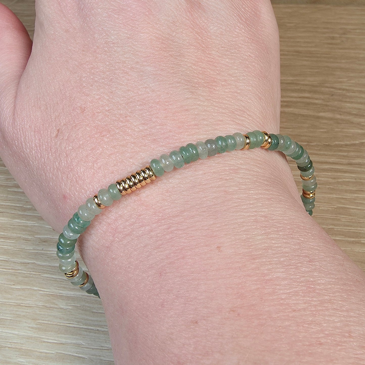 Green Aventurine Stainless Steel Bracelet - Adjustable