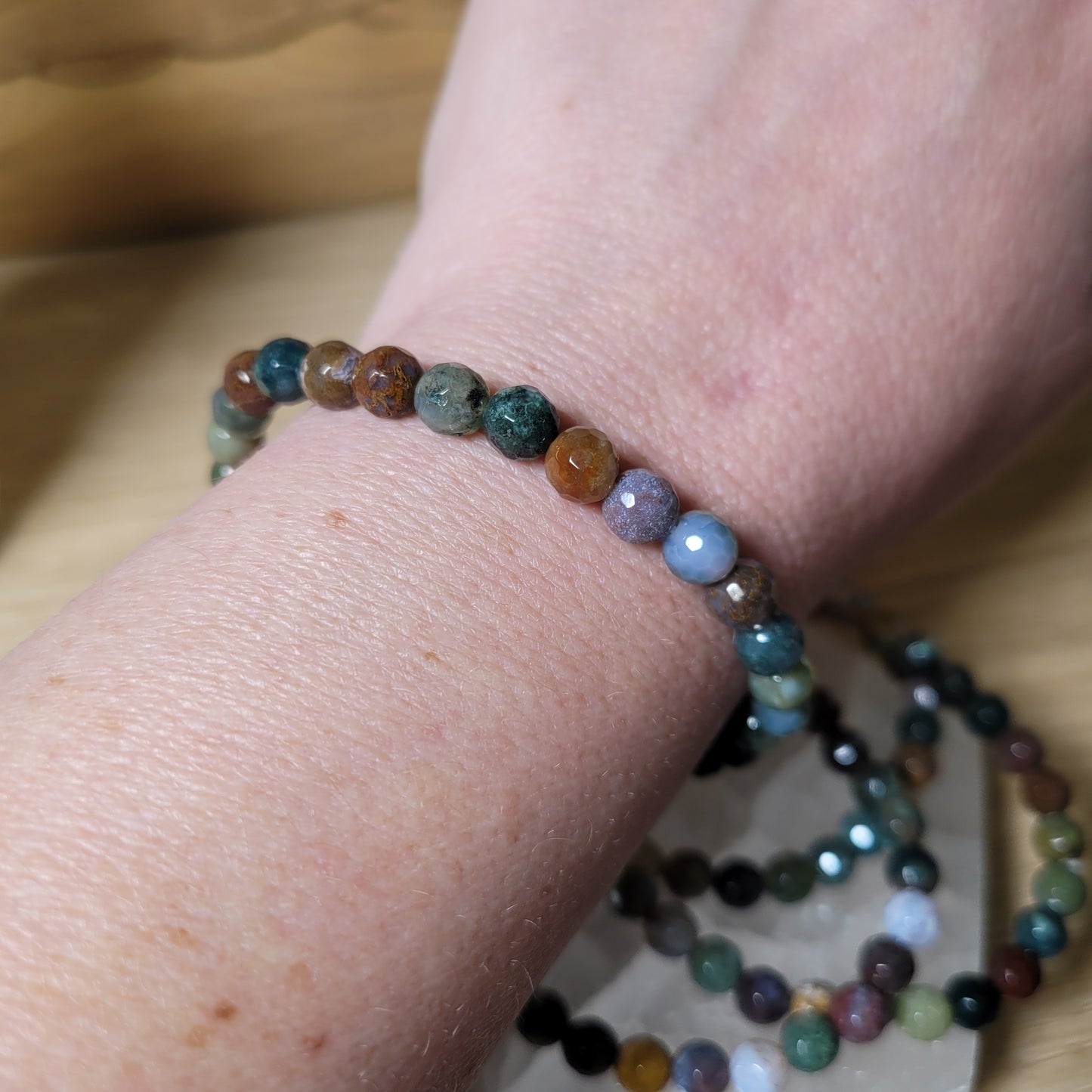 Moss Agate Faceted Bracelet - 6mm