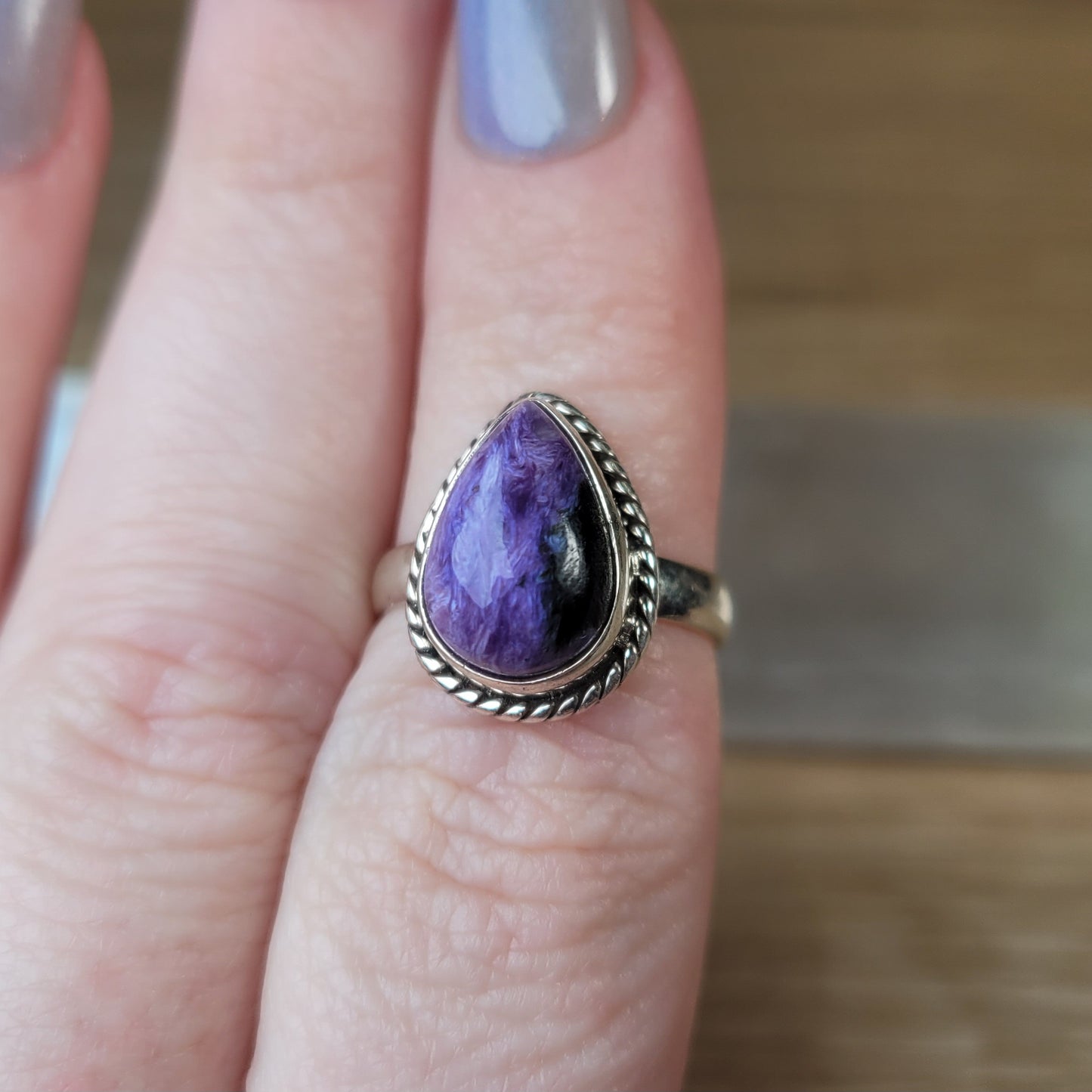 Charoite Sterling Silver Ring - Size 6