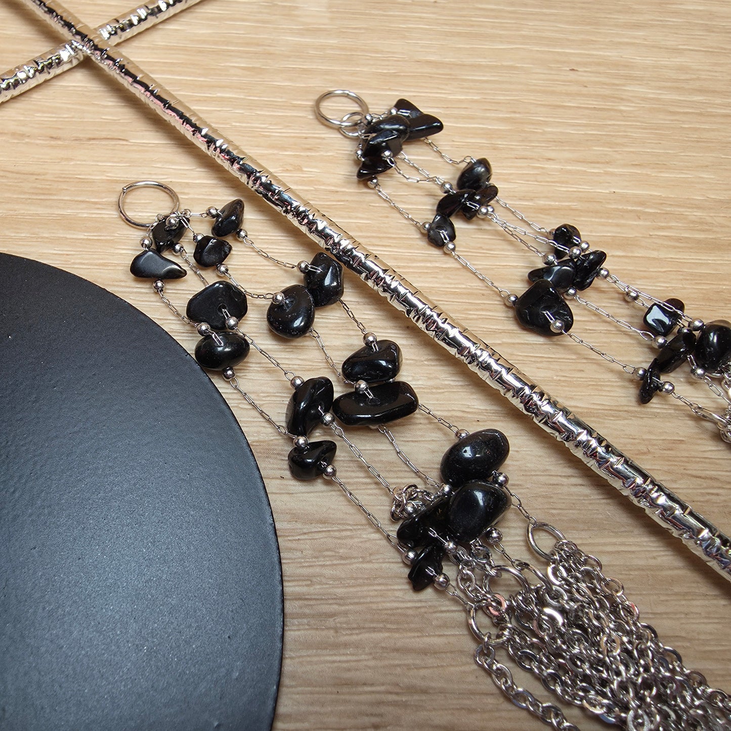 Double Hanging Sphere Holder | Obsidian