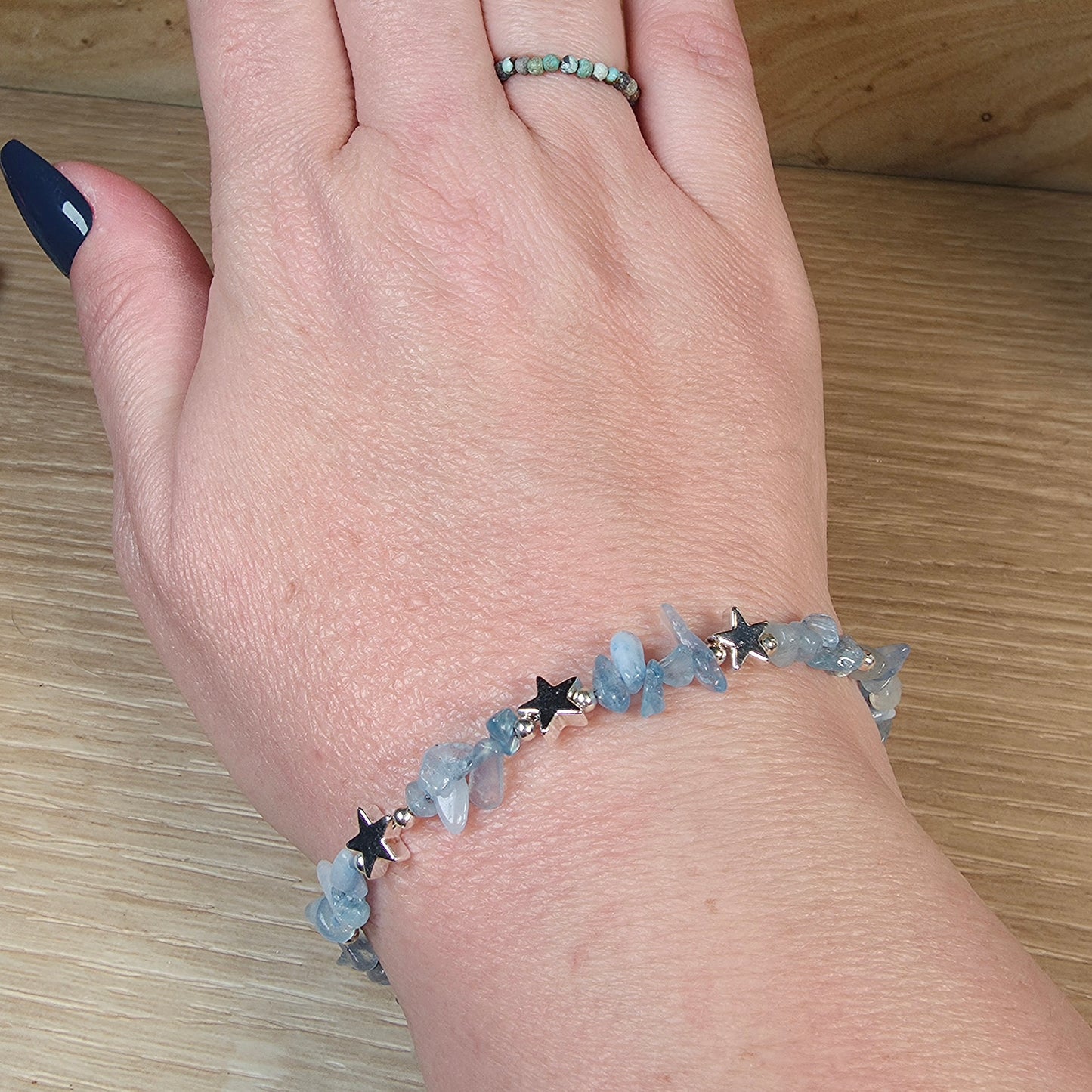 Aquamarine Stainless Steel Bracelet - Adjustable