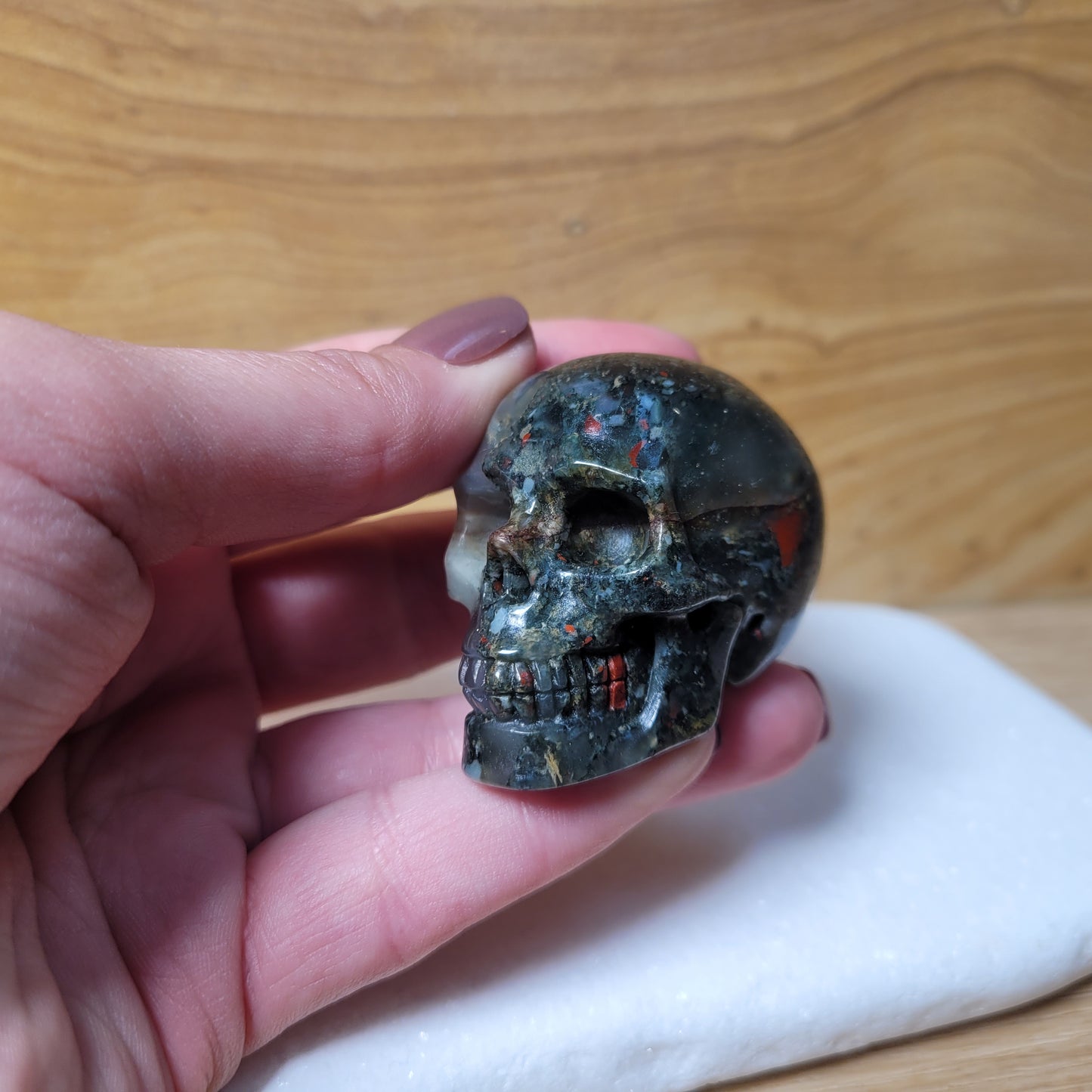 African Bloodstone 2" Skull