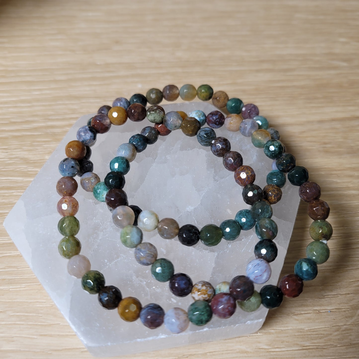 Moss Agate Faceted Bracelet - 6mm