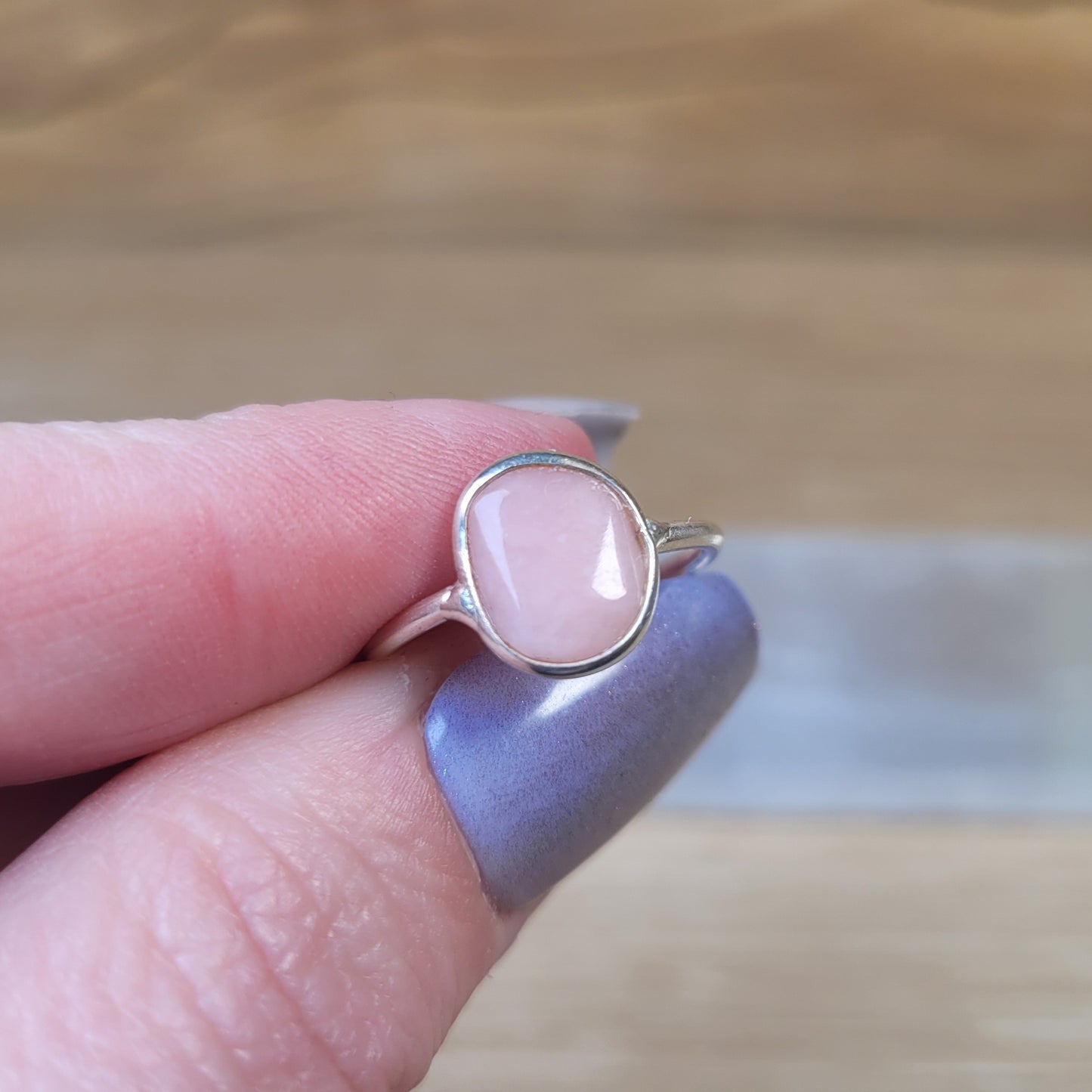 Pink Opal Sterling Silver Ring - Size 5