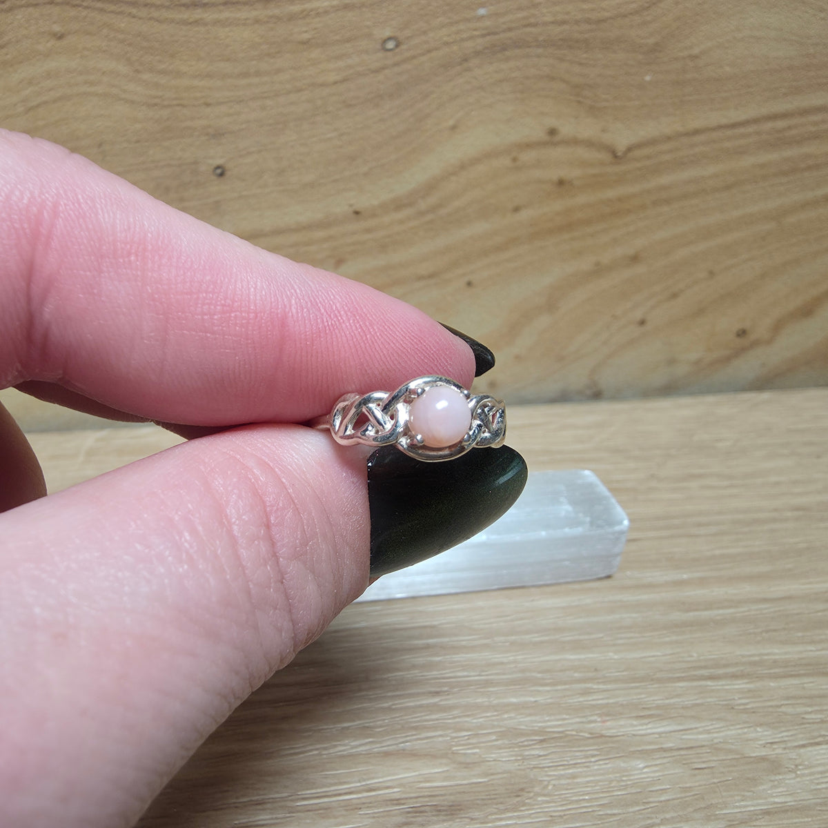 Pink Opal Sterling Silver Ring - Size 6
