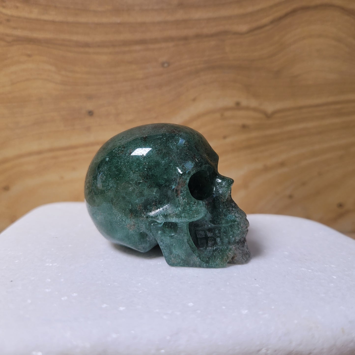 Green Strawberry Quartz 2" Skull