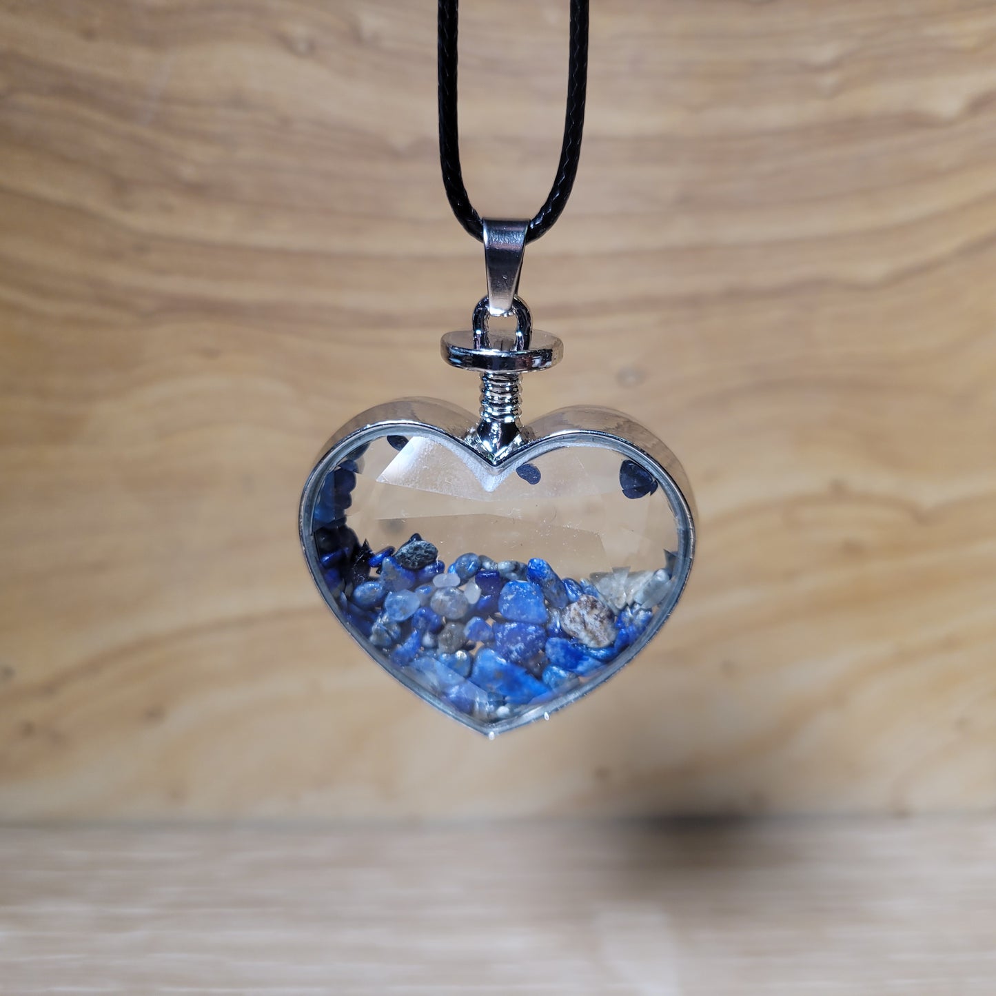 Glass Heart Crystal Chip Necklace