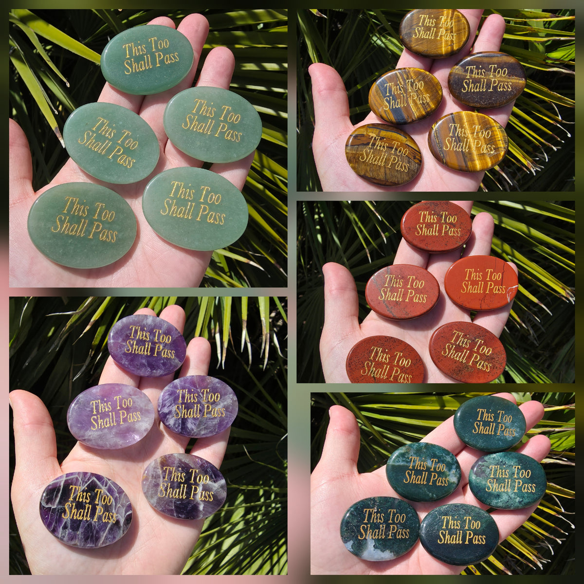 "This Too Shall Pass" Engraved Crystal Palm Stone