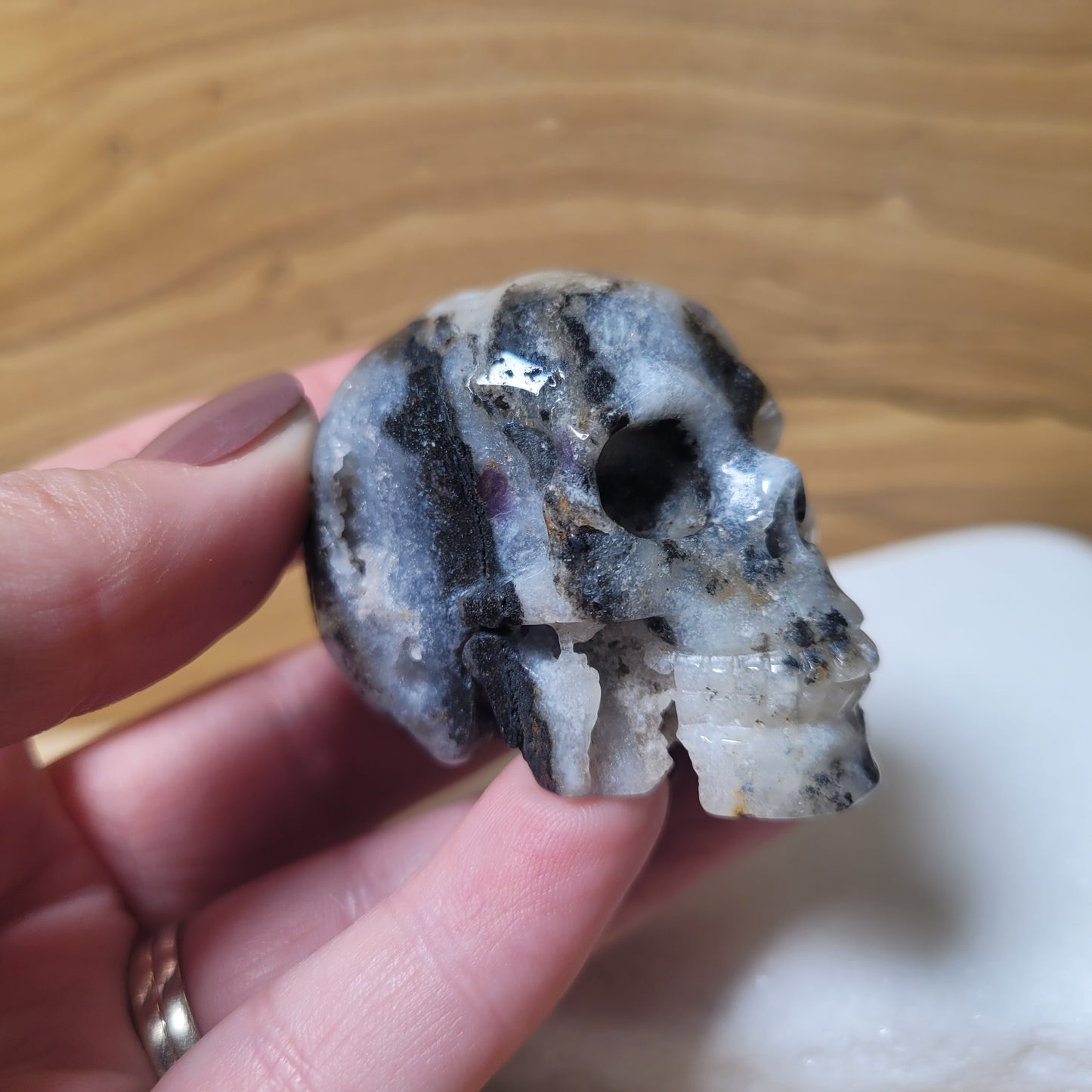 Geode Fluorite 2" Skull