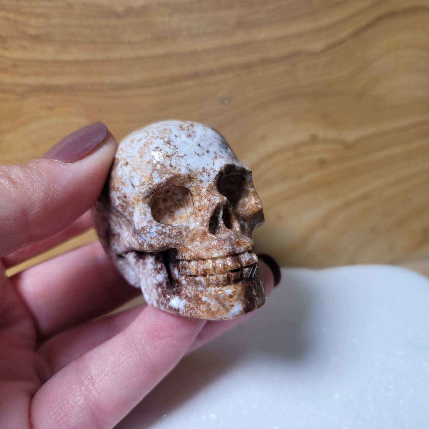 Lace Agate 2" Skull