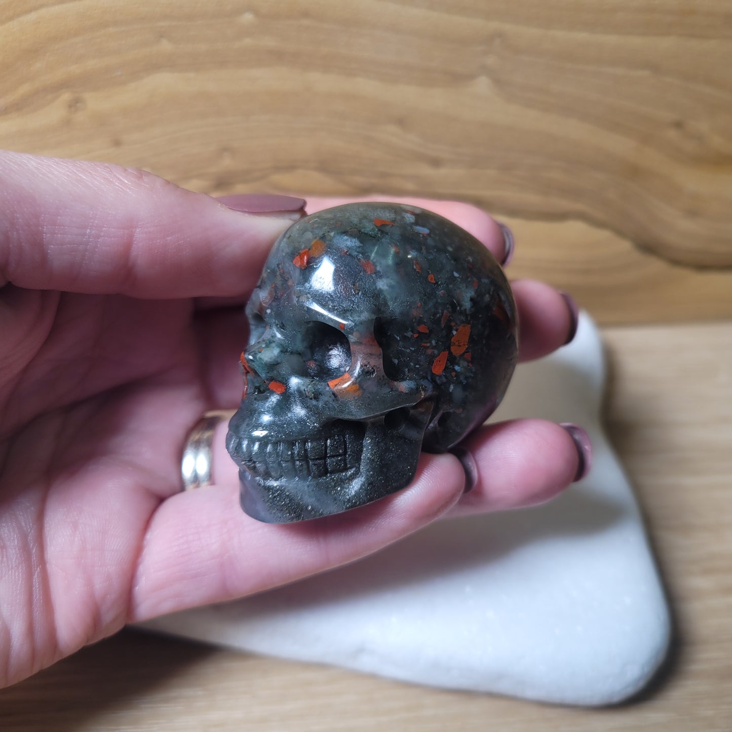 African Bloodstone 2" Skull