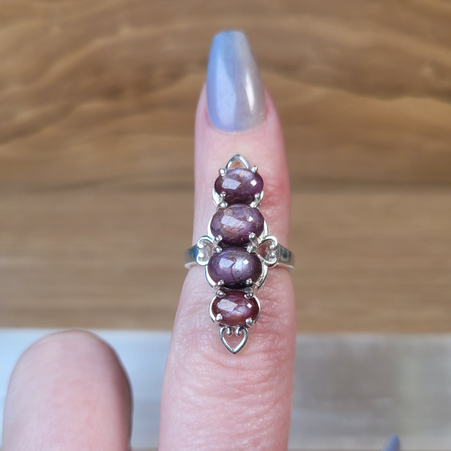 Star Ruby Sterling Silver Ring - Size 5