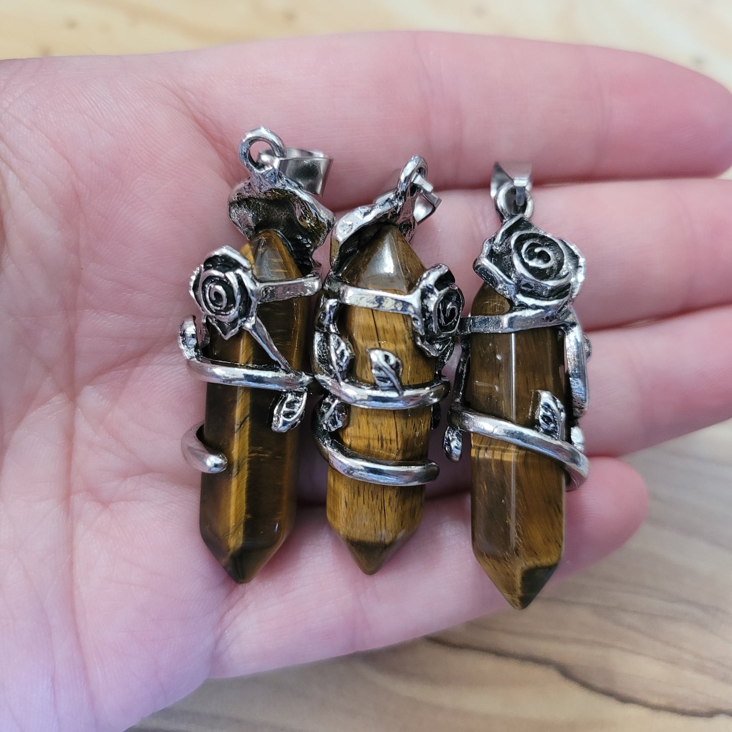 Tiger Eye Rose Necklace