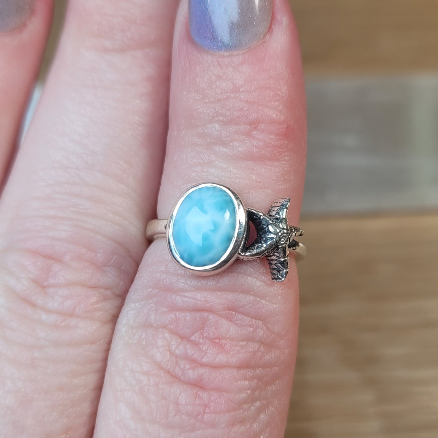 Larimar Sterling Silver Ring - Size 5