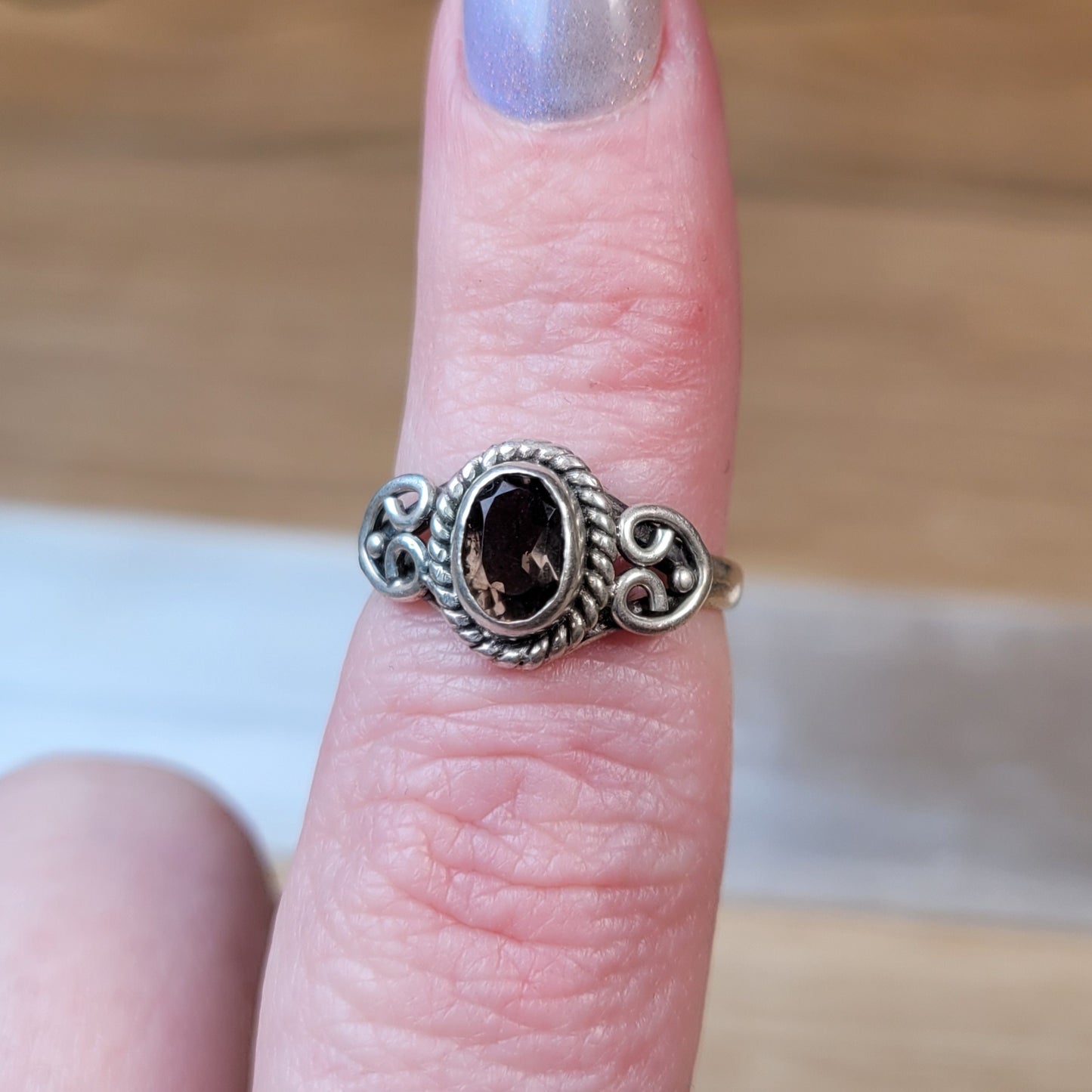 Smoky Quartz Sterling Silver Ring - Size 5