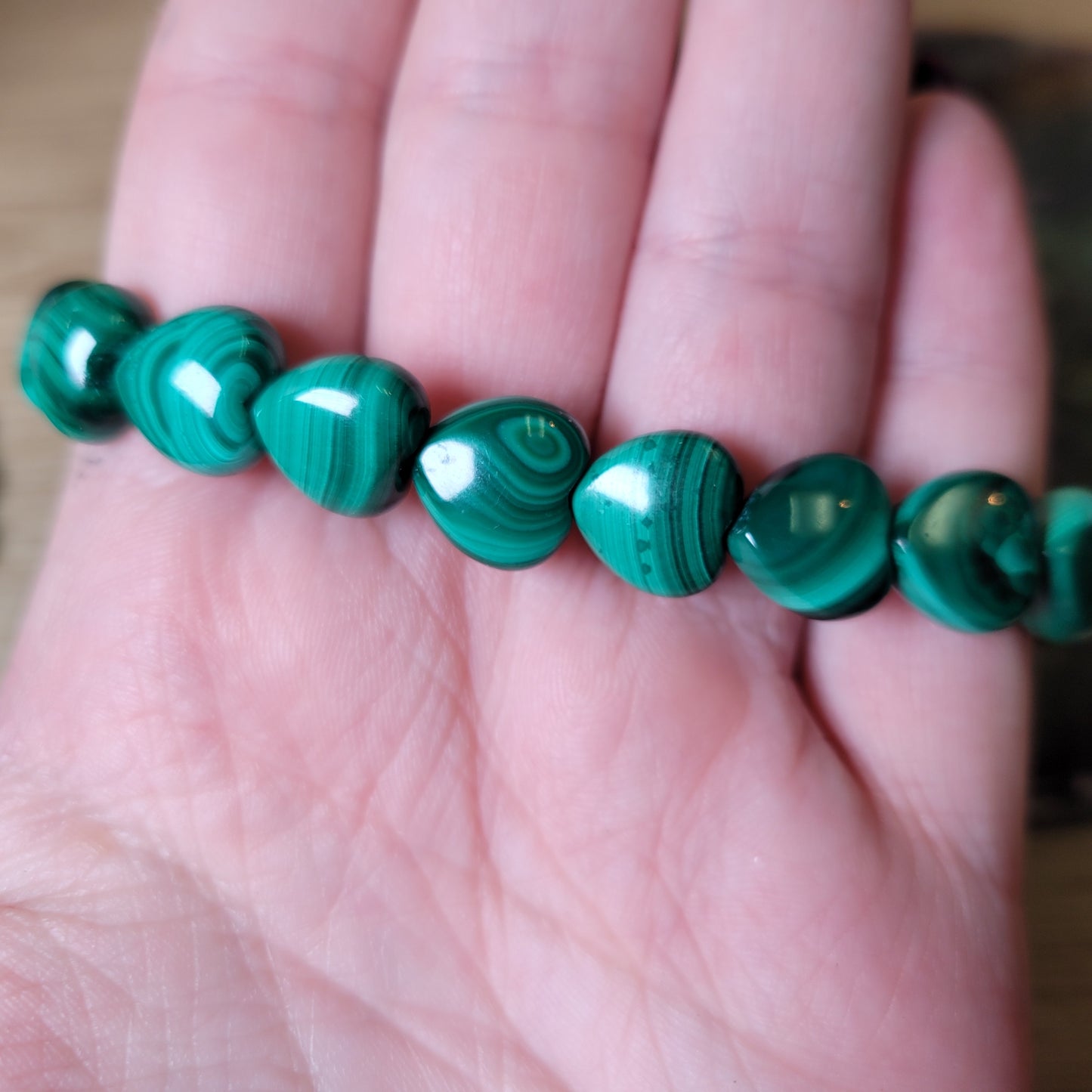 Malachite Heart Bracelet - 10mm to 11mm