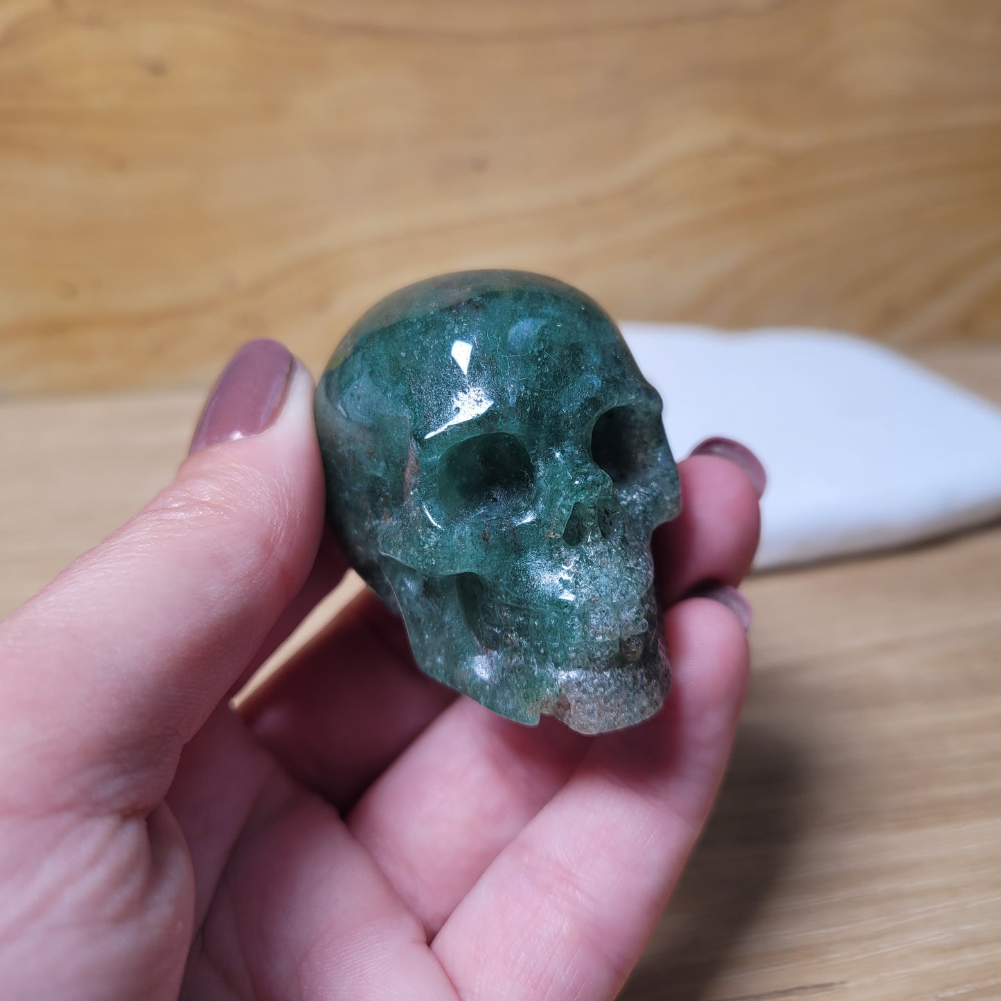 Green Strawberry Quartz 2" Skull
