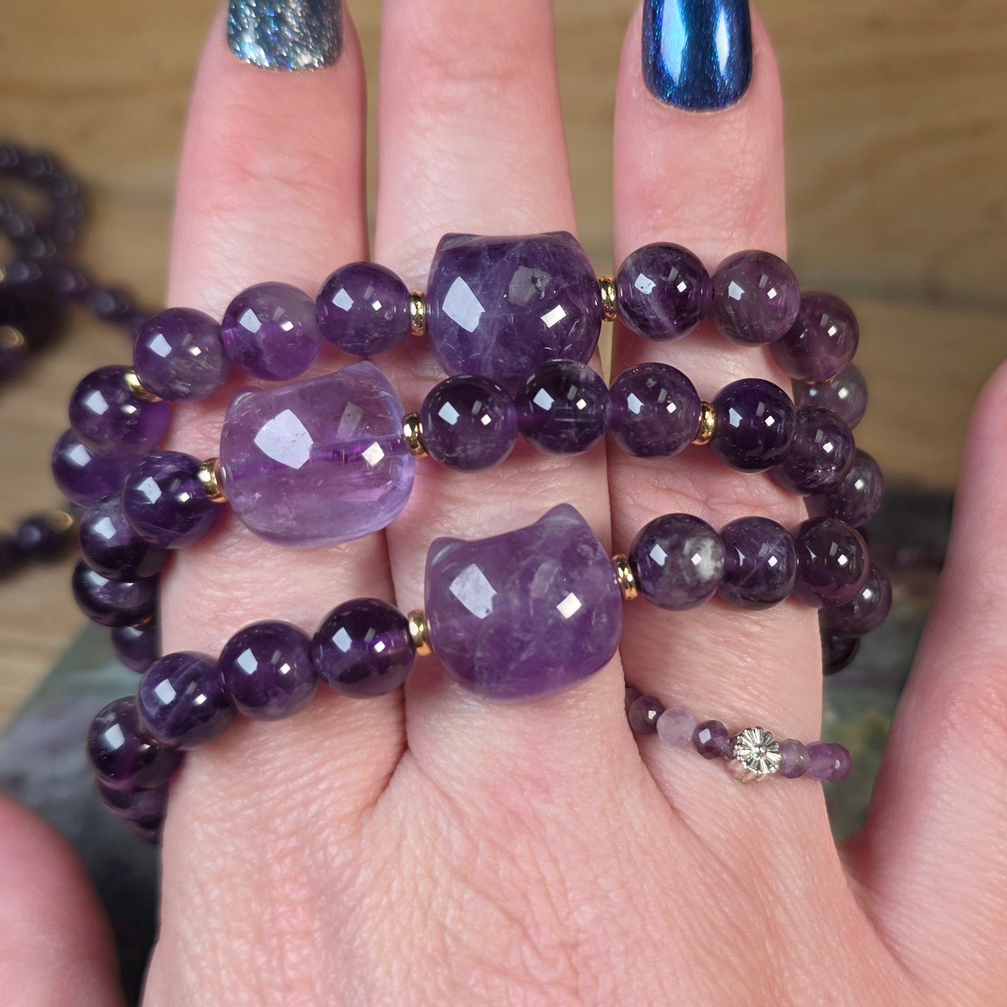 Amethyst Cat Bracelet - 8mm to 8.5mm